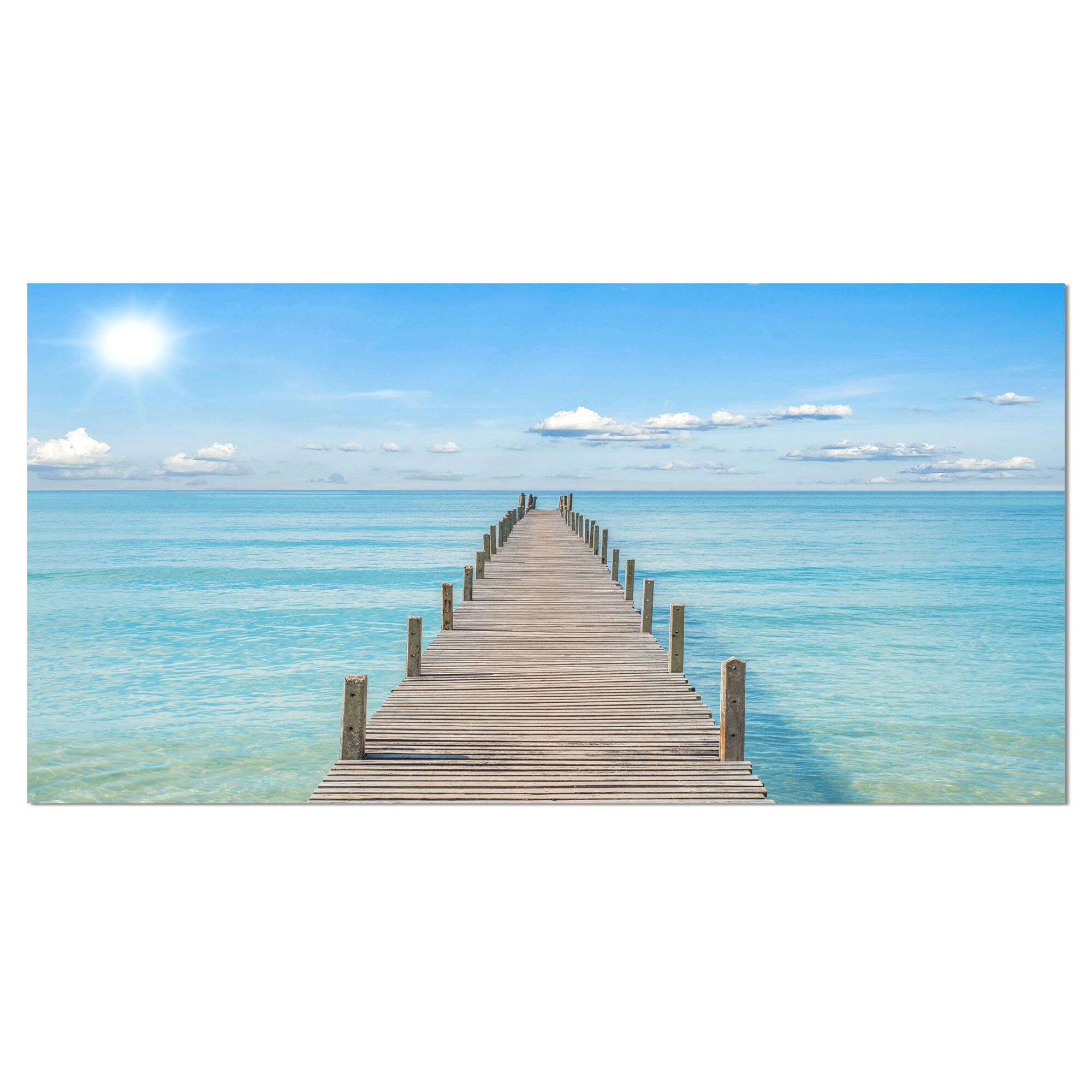Designart - Pier Infinite to the Sea - Seascape Canvas Art Print