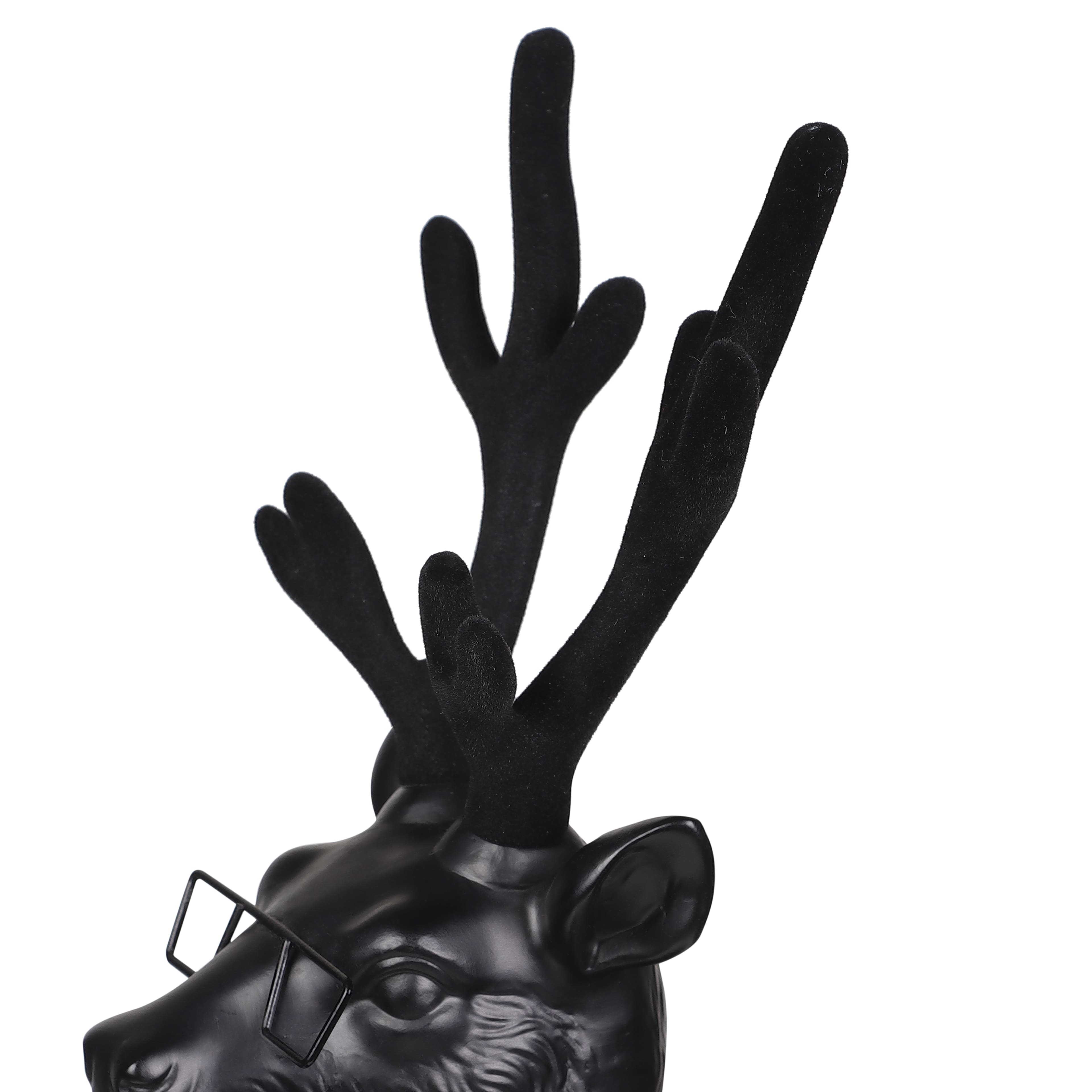 14&#x22; Black Reindeer Bust with Glasses &#x26; Pipe by Ashland&#xAE;