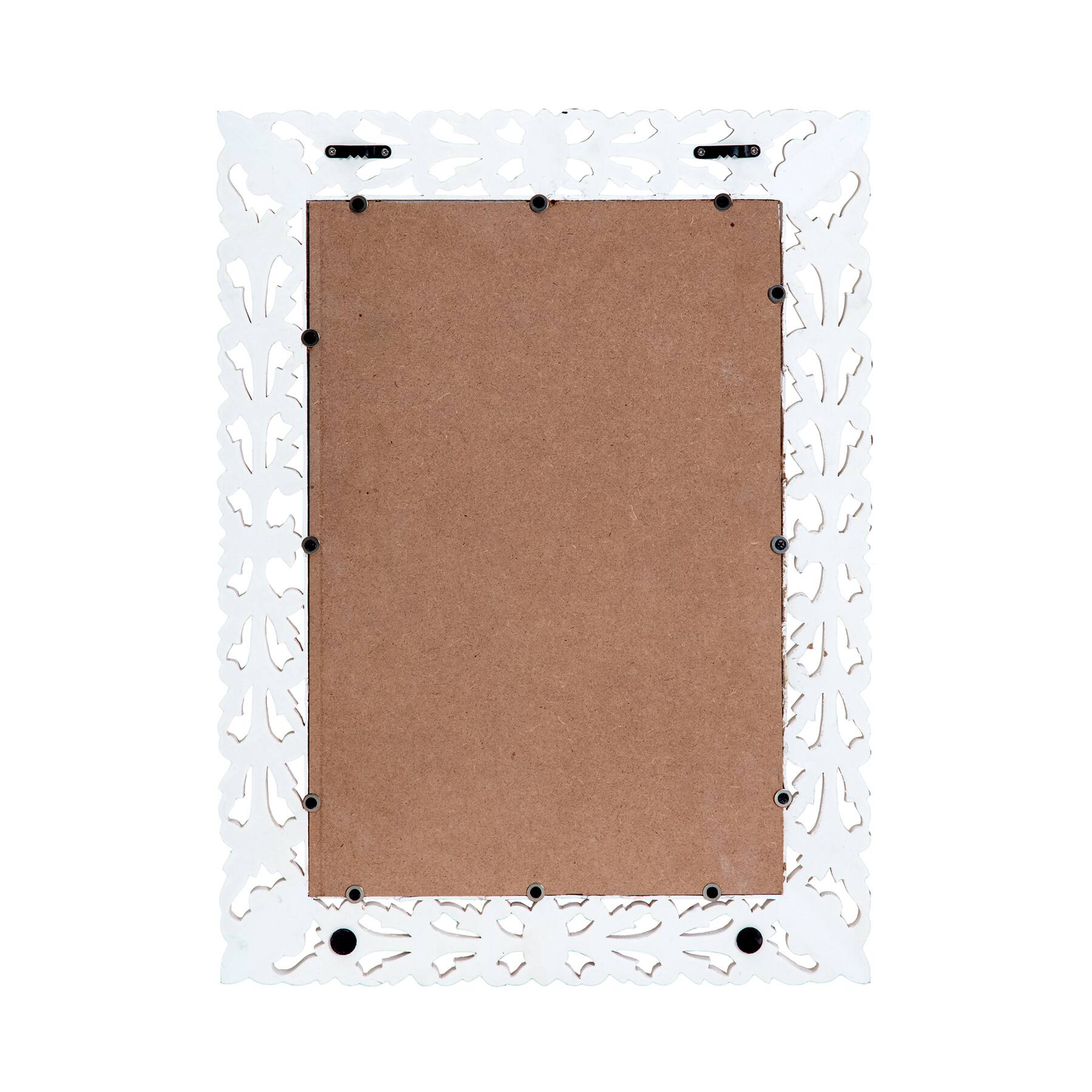 Habitat Calie 24" Distressed White Mirror with Carved Floral Frame