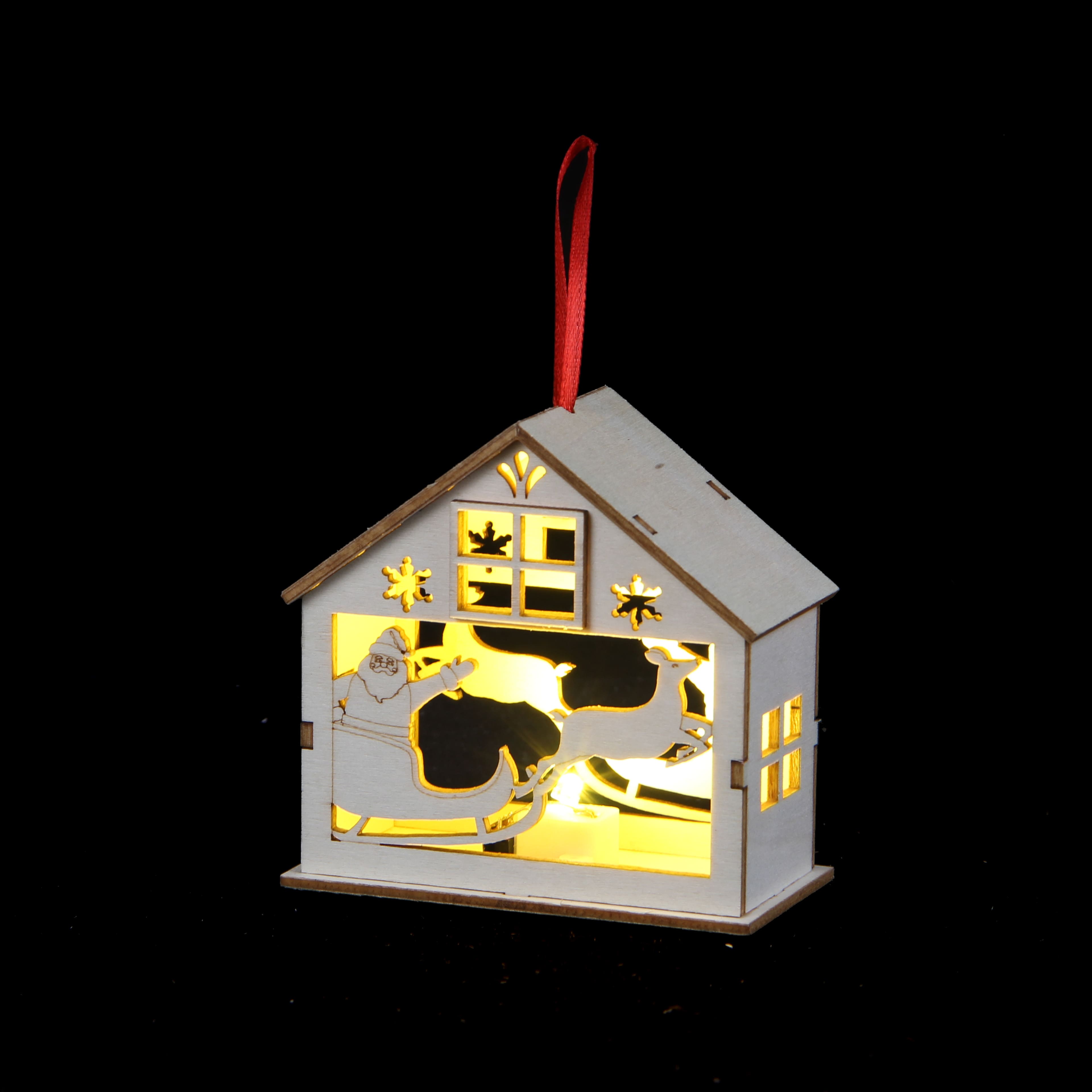 3.75&#x22; DIY LED Unfinished Plywood Santa Village Ornament by Make Market&#xAE;