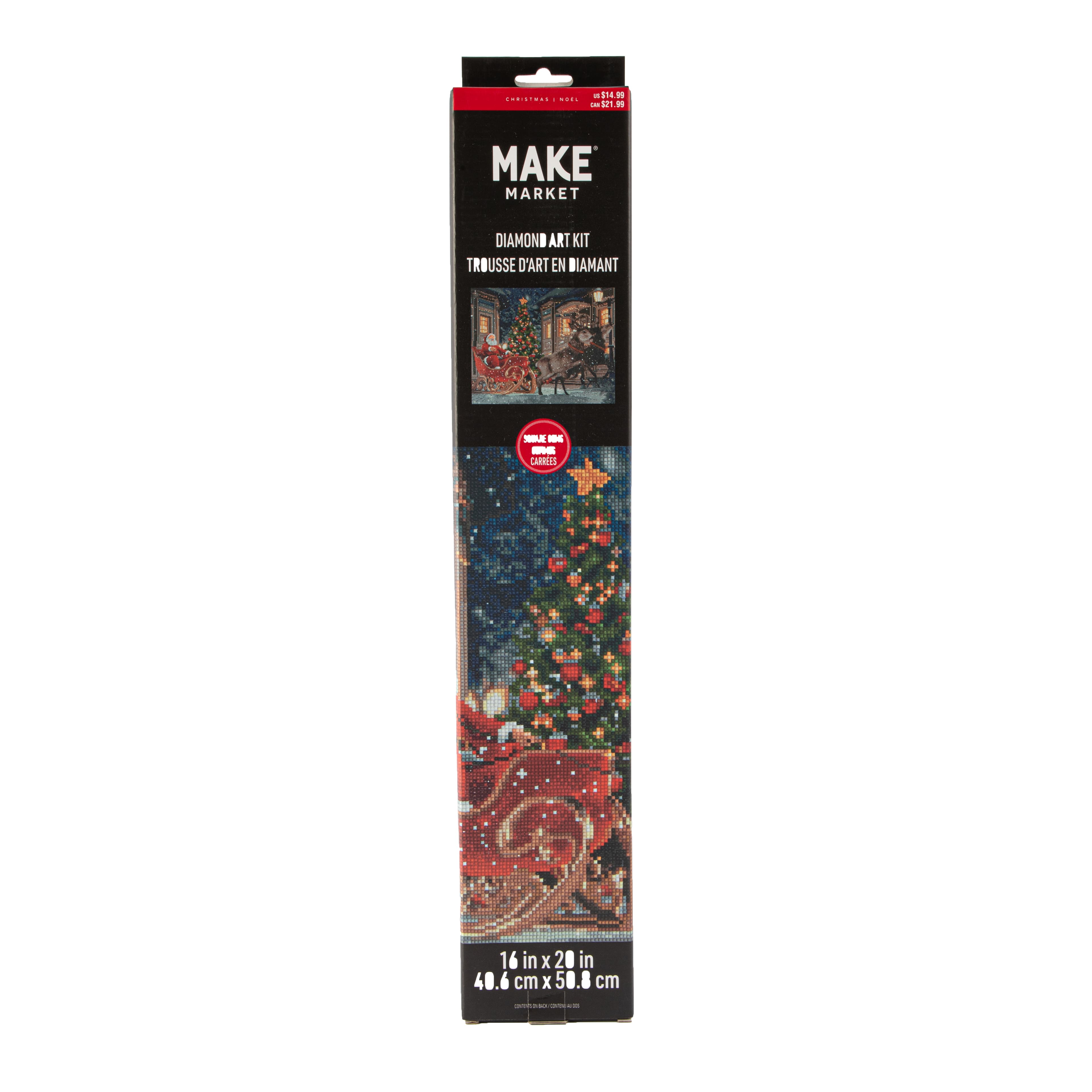 16&#x22; x 20&#x22; Santa &#x26; Reindeer Diamond Art Kit by Make Market&#xAE;