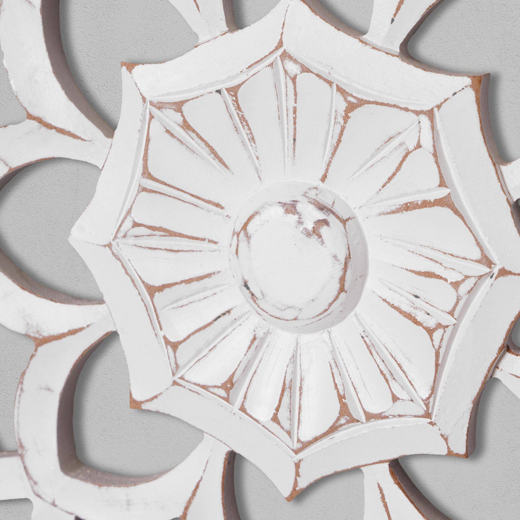 American Art D&#xE9;cor&#x2122; 24&#x22; Large White Traditional Hand-Carved India Wood Medallion