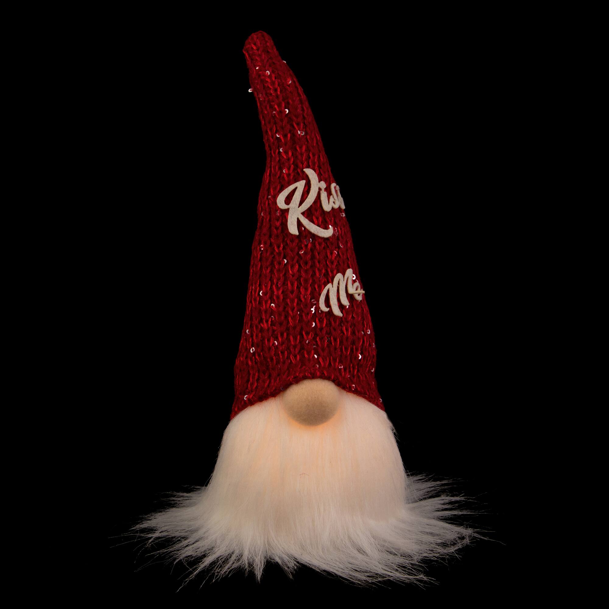 11.5&#x22; Lighted Red Knit &#x27;Kiss Me&#x27; Hat Valentine&#x27;s Day Gnome