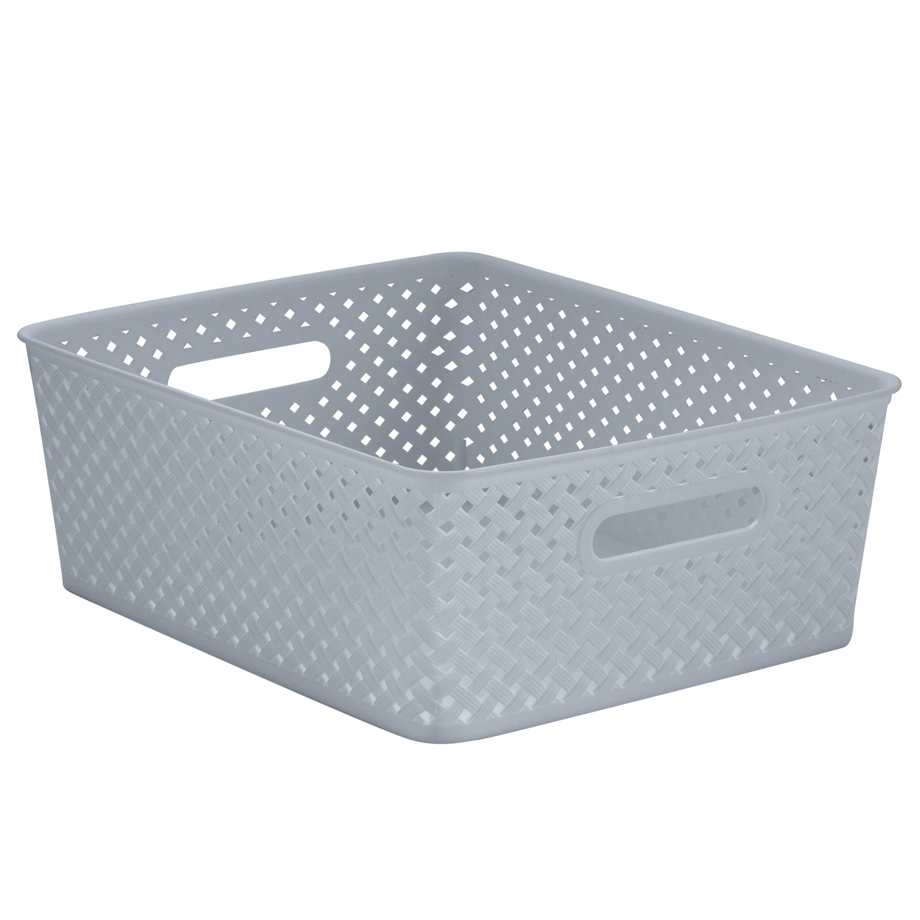 Simplify Medium Gray Wicker Storage Bin, 2ct.