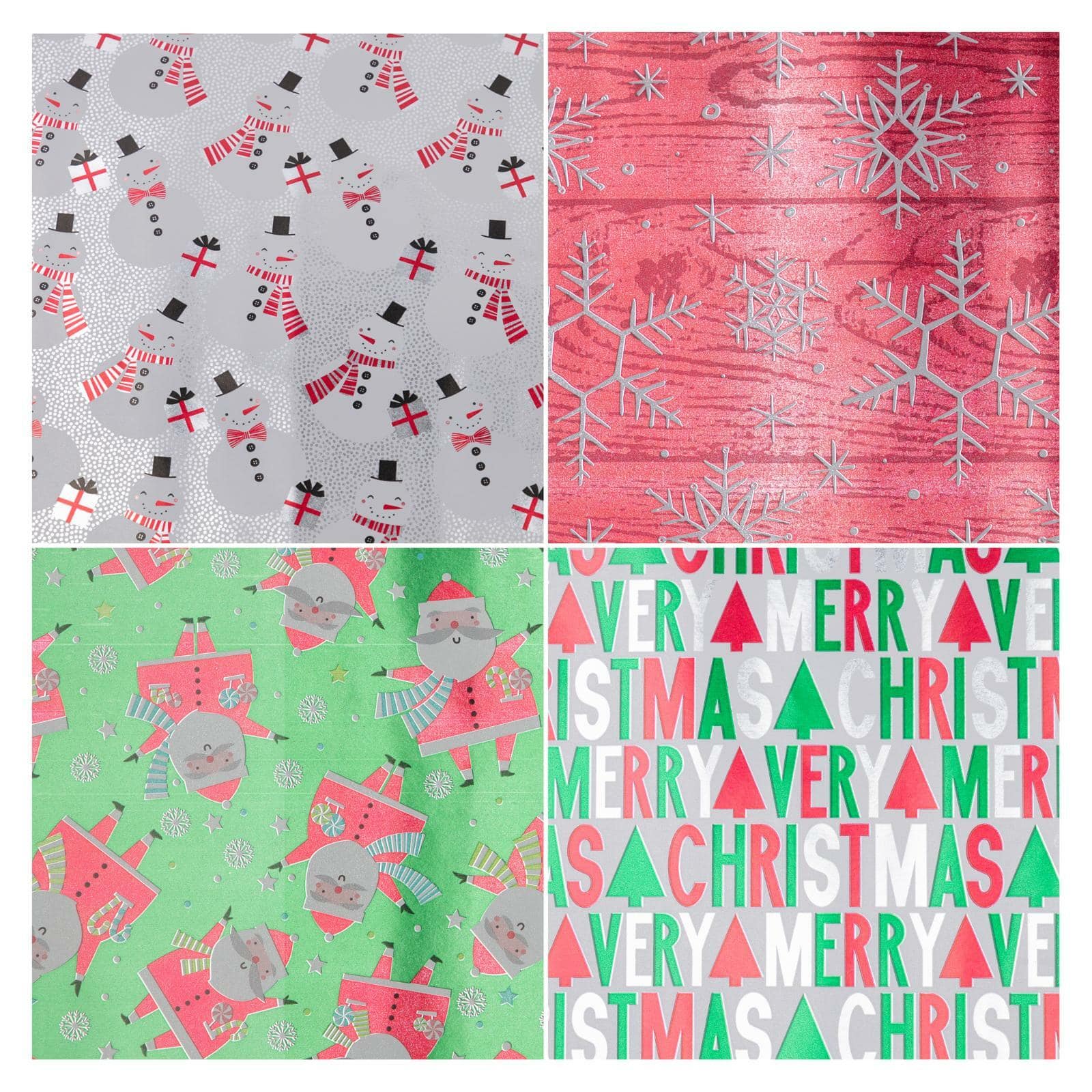 JAM Paper Red Ho Ho Ho Santa Foil Gift Wrap Set, 4ct.