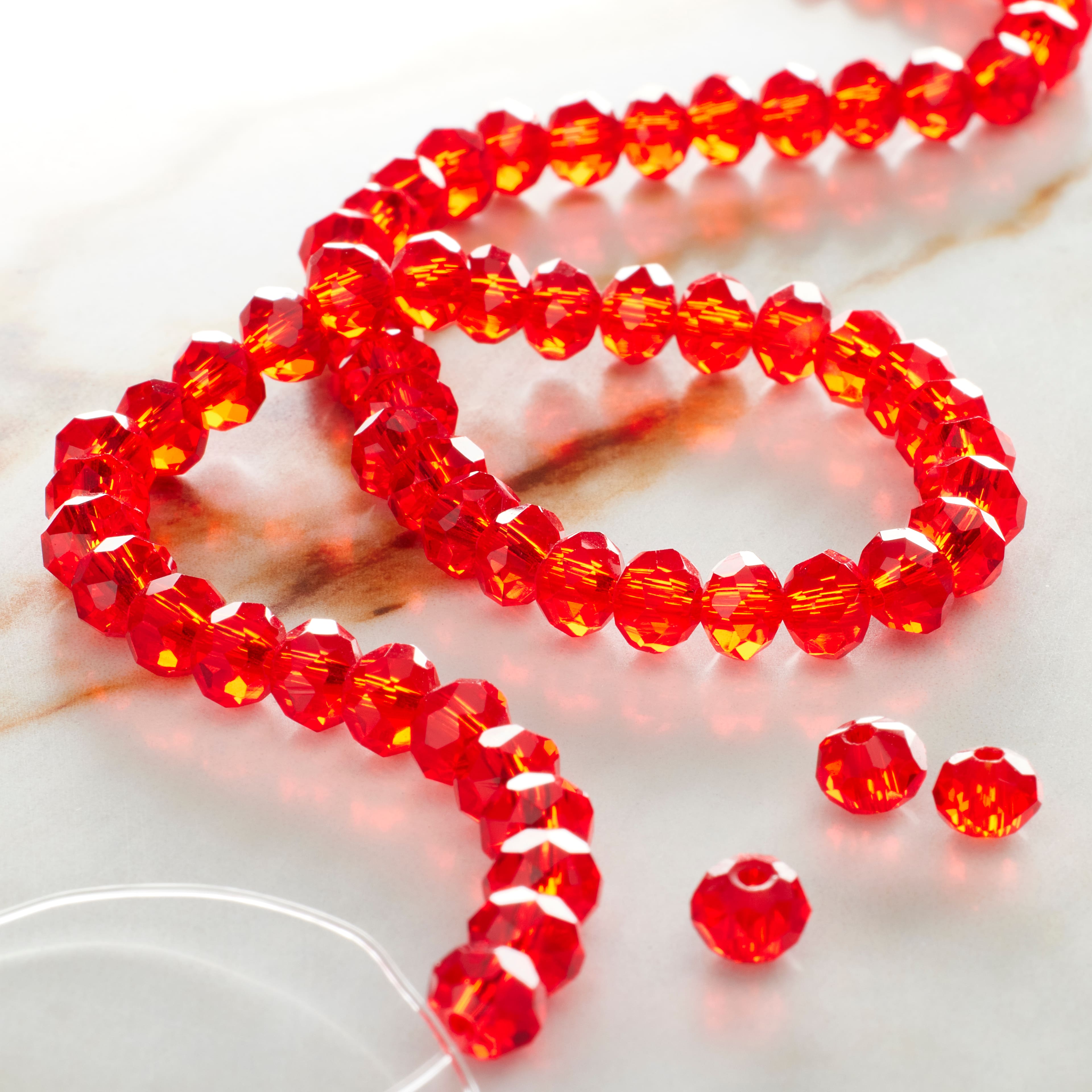 Ruby Faceted Glass Rondelle Beads, 6mm by Bead Landing&#x2122;