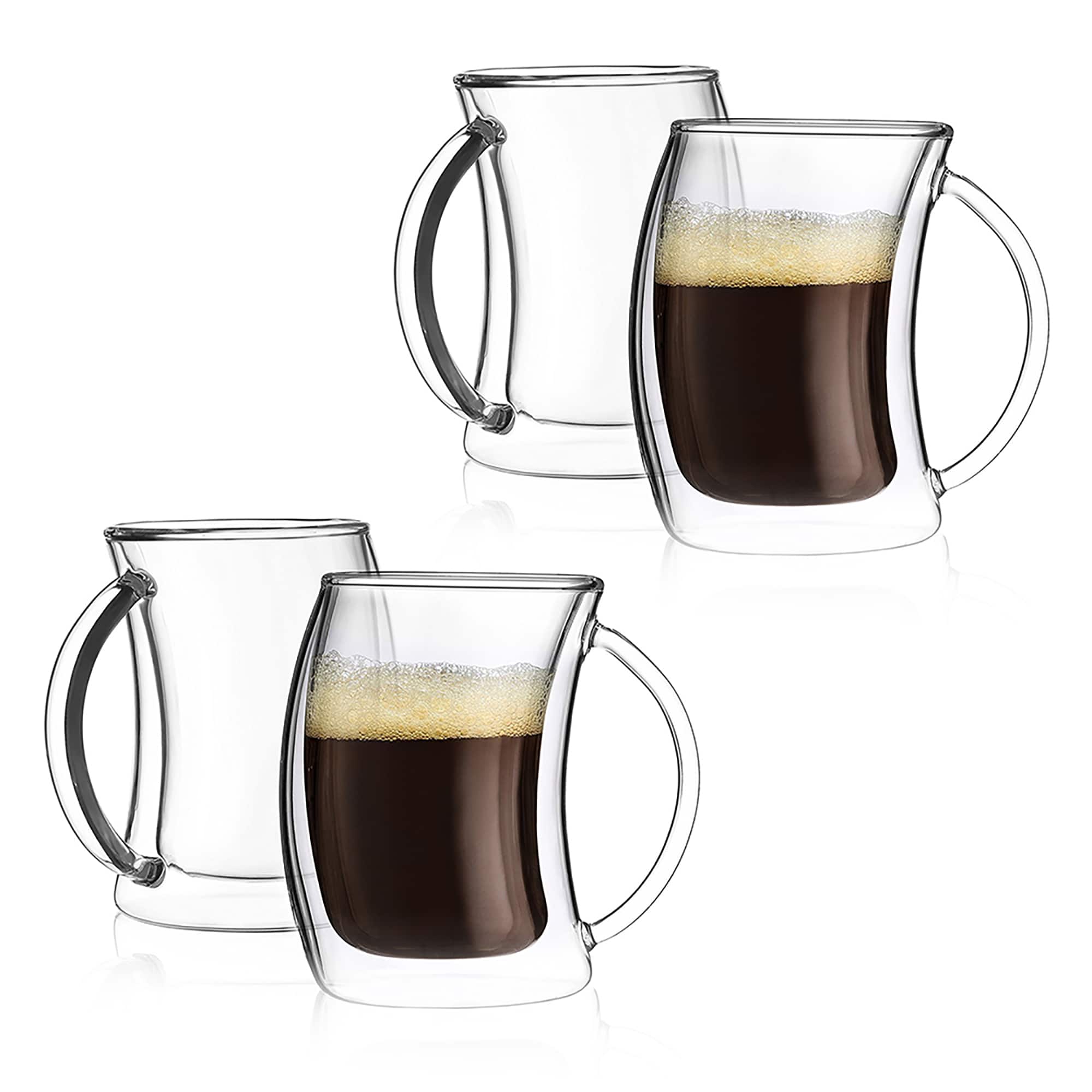 JoyJolt Caleo Collection Double Wall Insulated Glass Coffee  Cups (Set Of 2) -13-Ounces: Espresso Cups