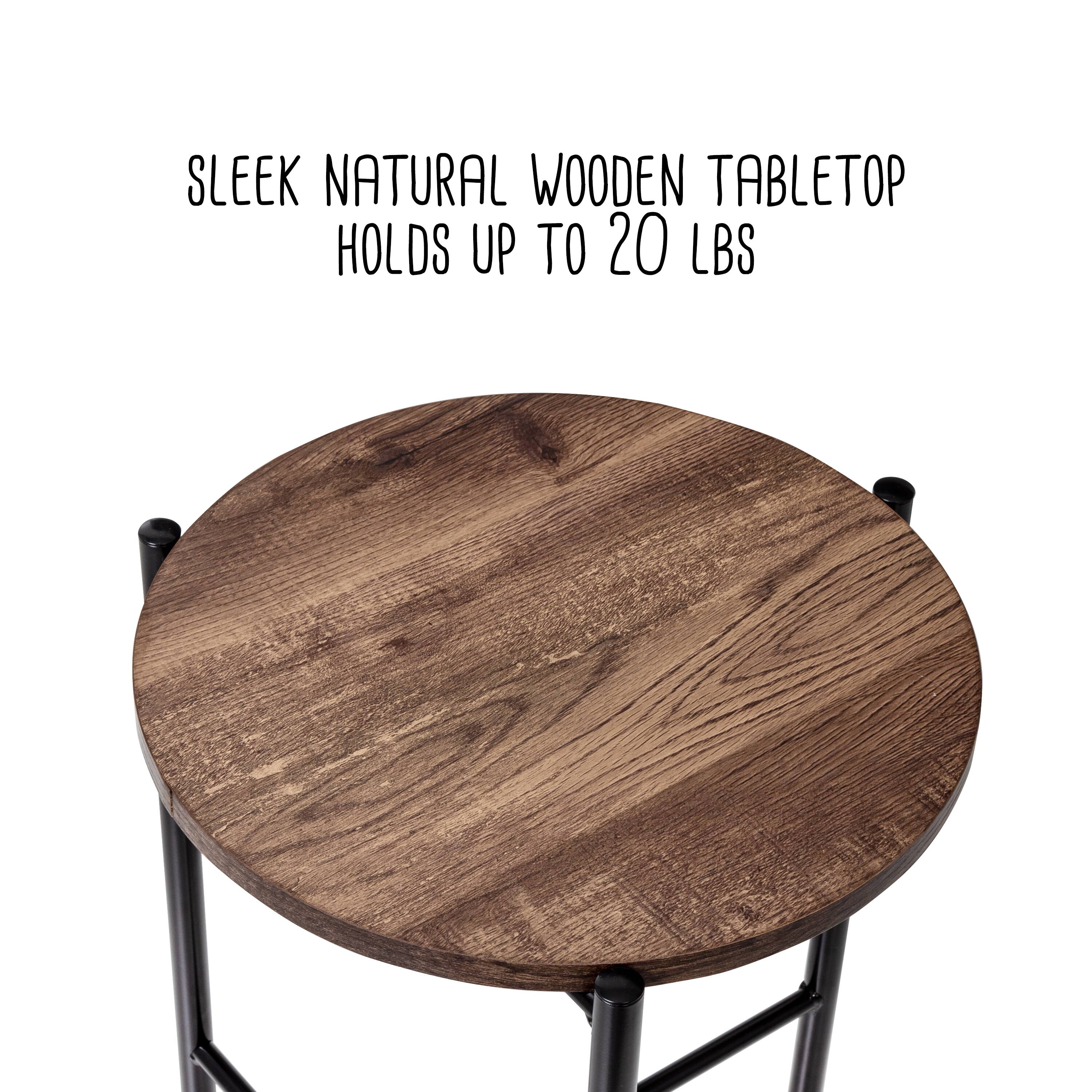 Honey Can Do Natural T-Pattern Base Round Side Table