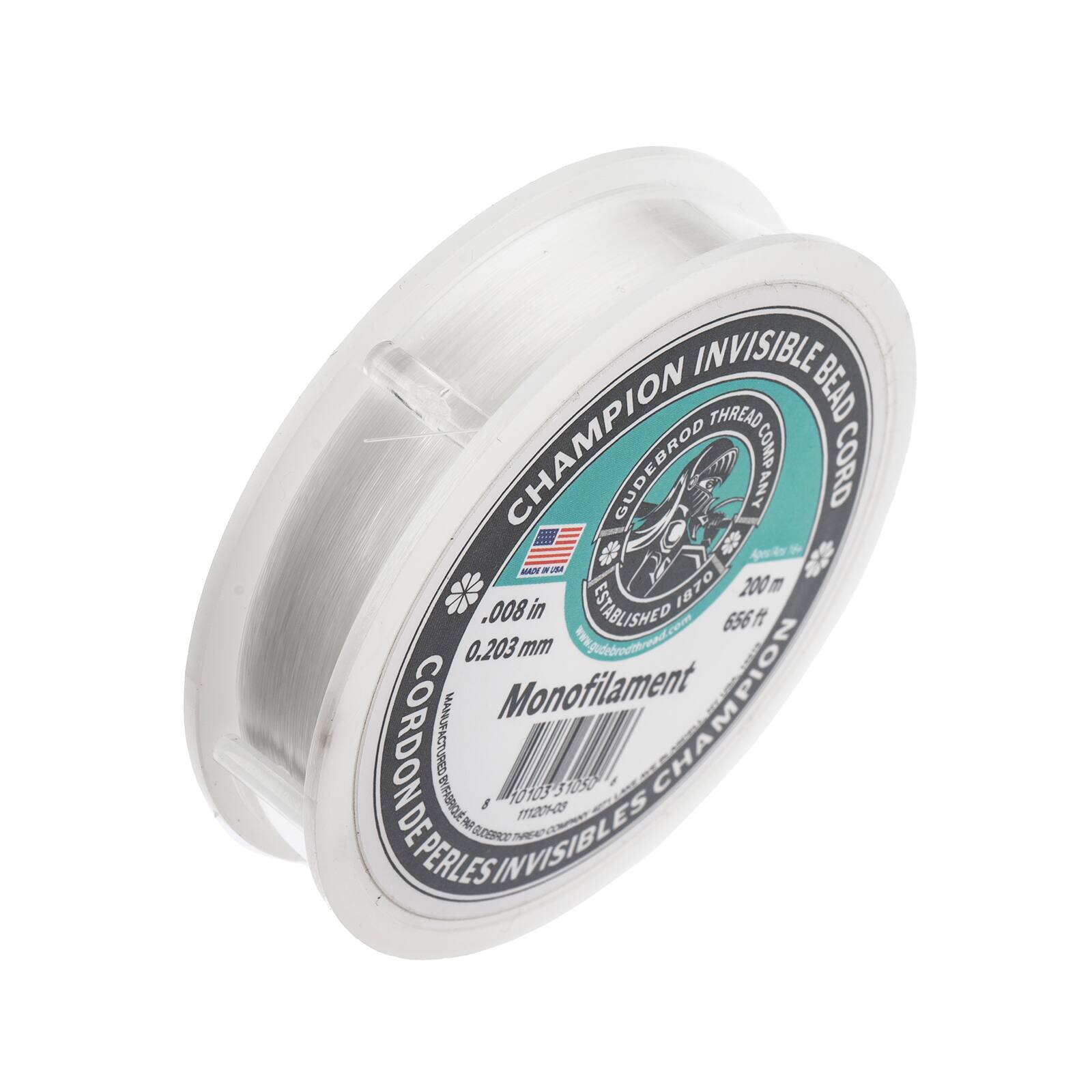 Gudebrod 0.008" x 656ft. Monofilament Champion Invisible Bead Cord