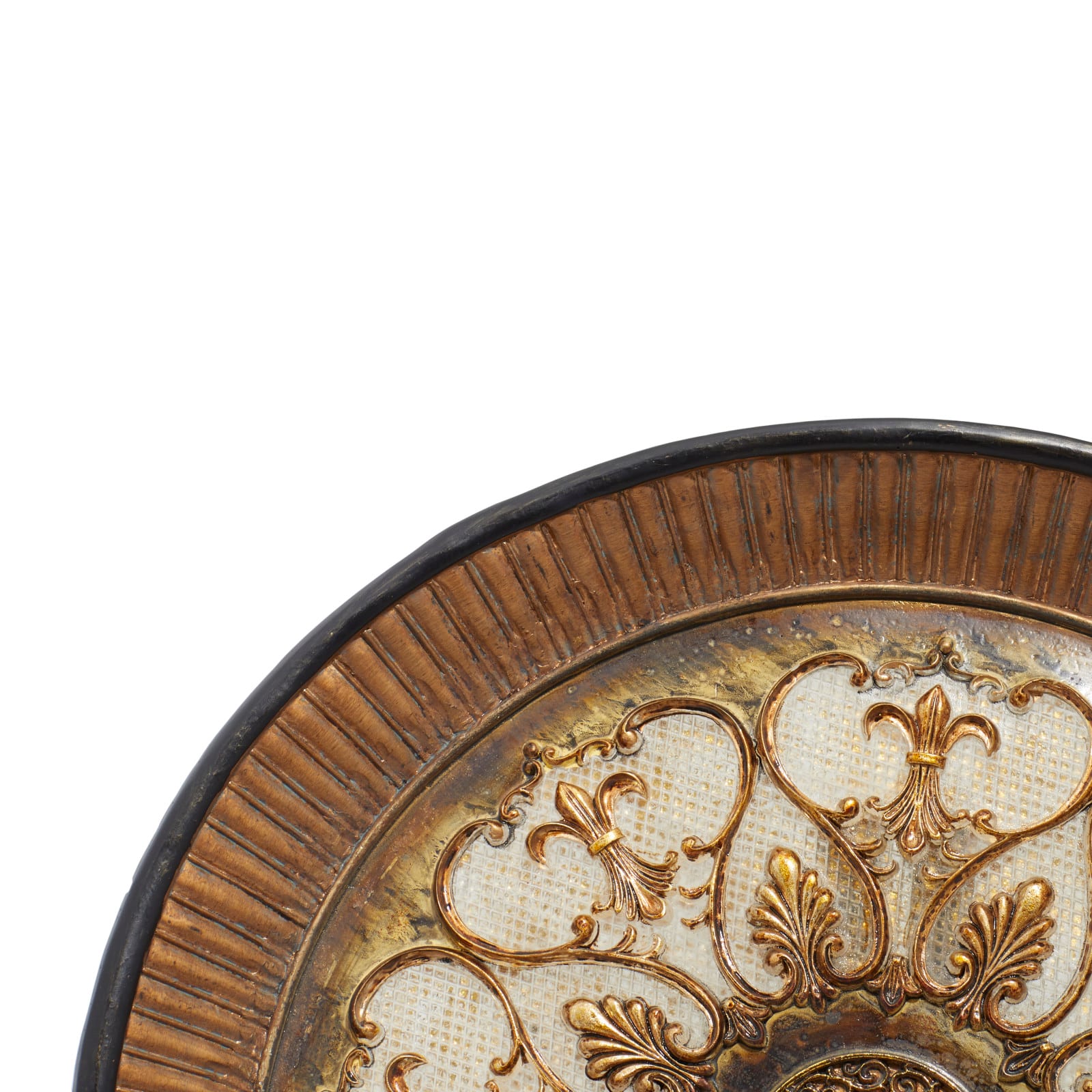 16&#x22; Gold Polystone Traditional Decorative Plate with Stand