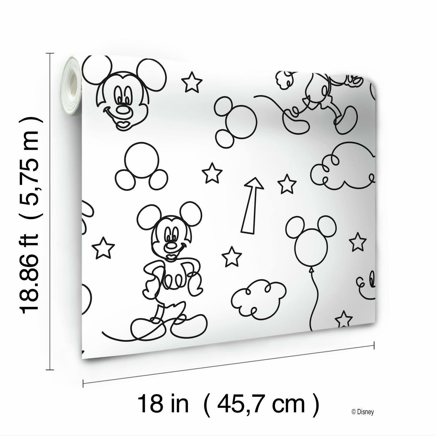RoomMates Disney Mickey Mouse Line Art Peel & Stick Wallpaper