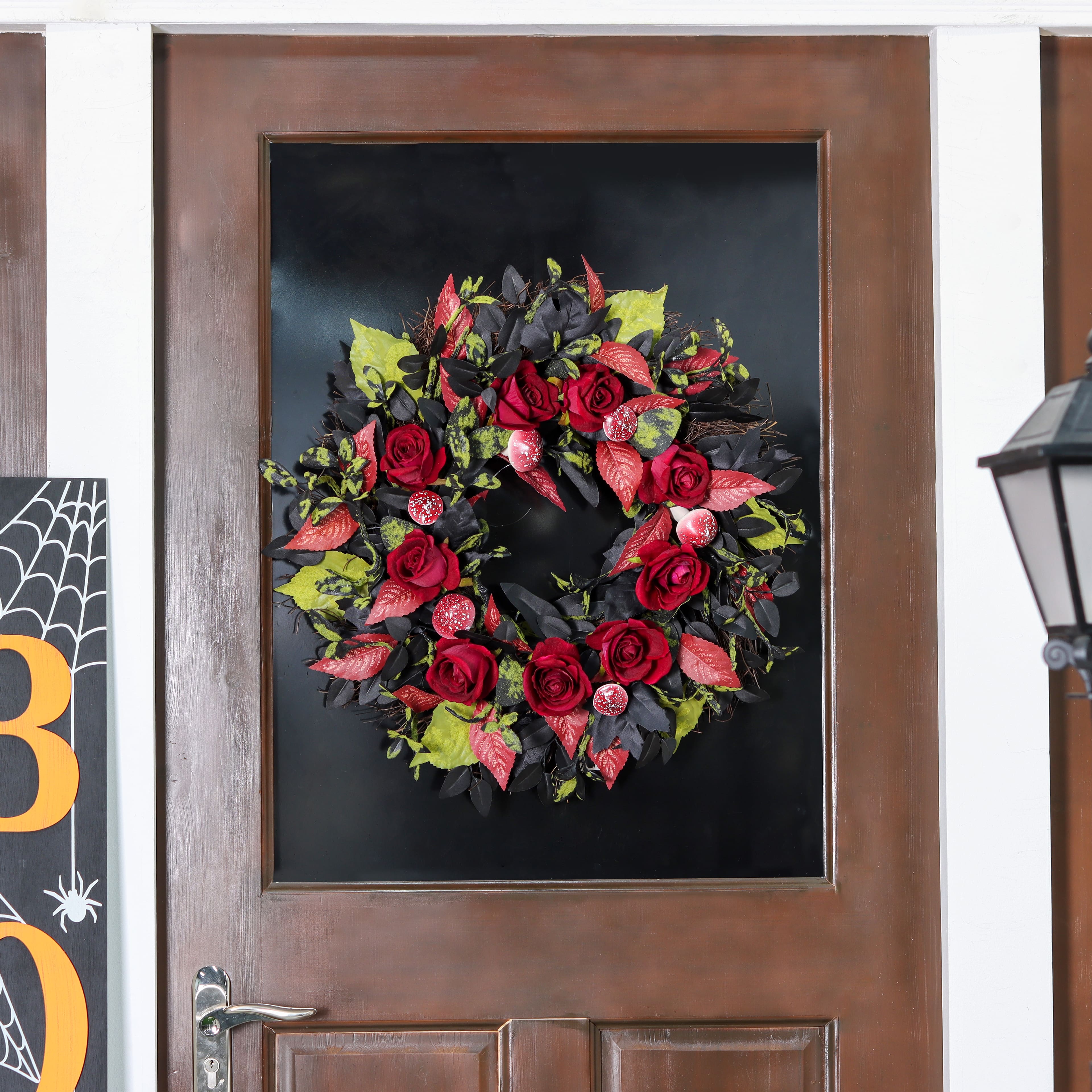 24&#x22; Black &#x26; Red Rose Wreath by Ashland&#xAE;