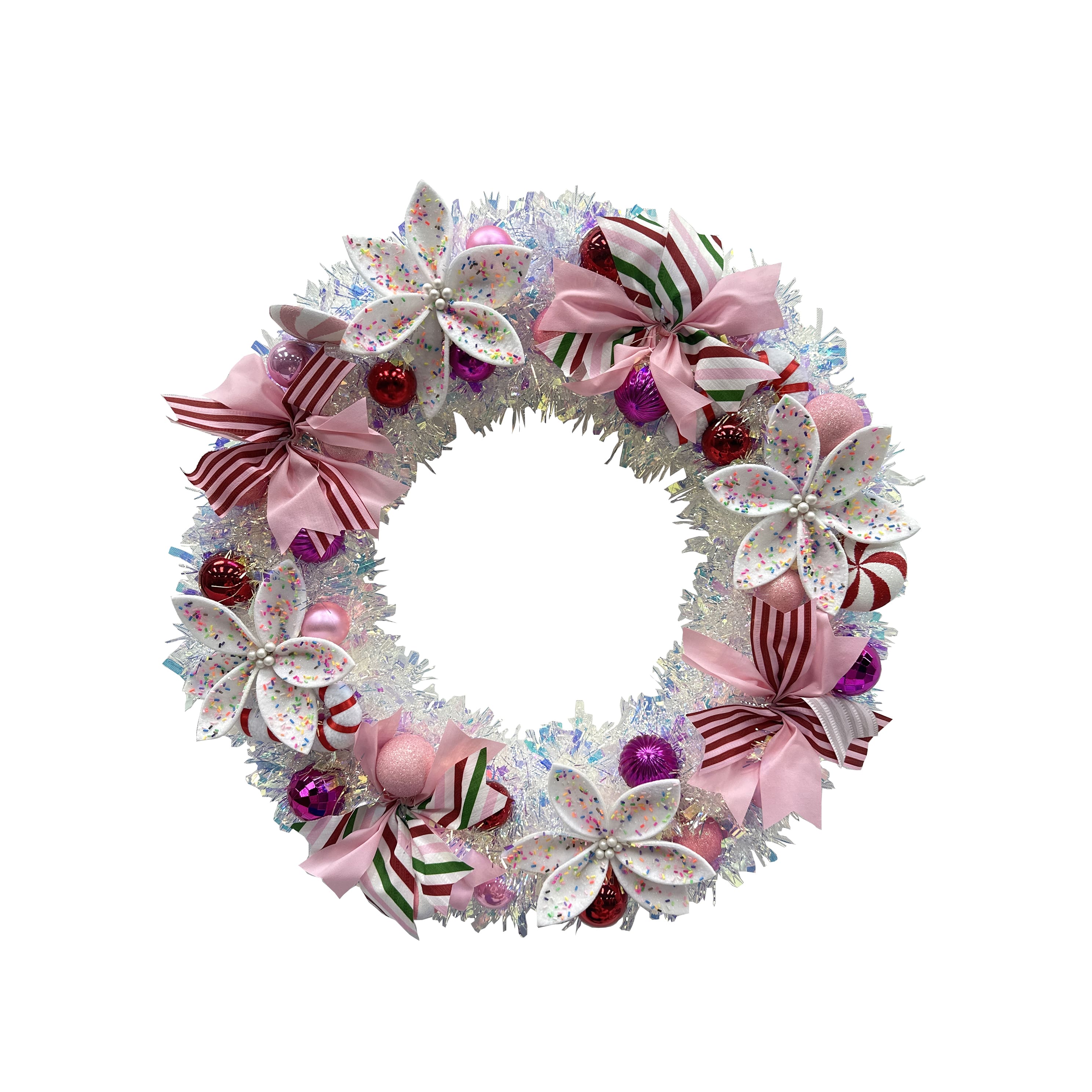 24" Sprinkled Poinsettia & Peppermint Candy Wreath by Ashland®