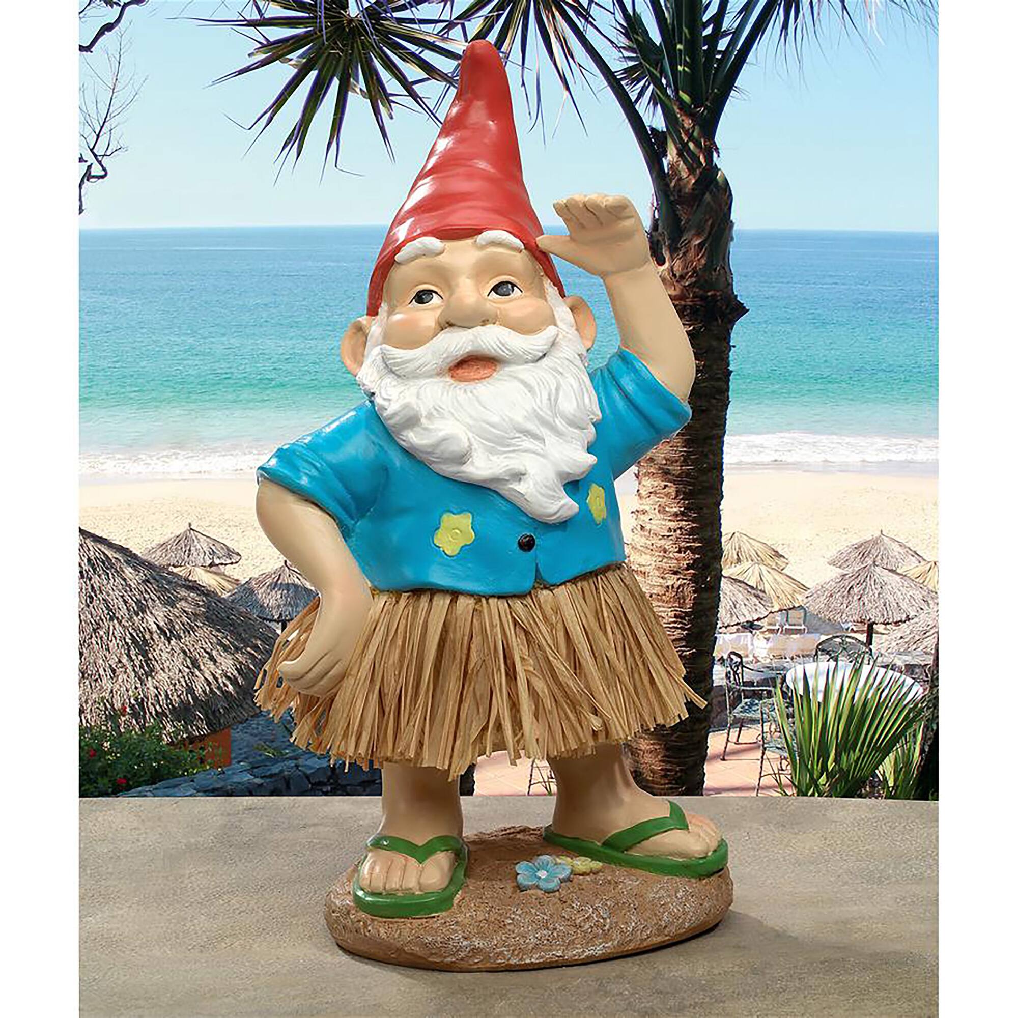 Design Toscano 12.5&#x22; Hawaiian Hank Grass Skirt Gnome Statue