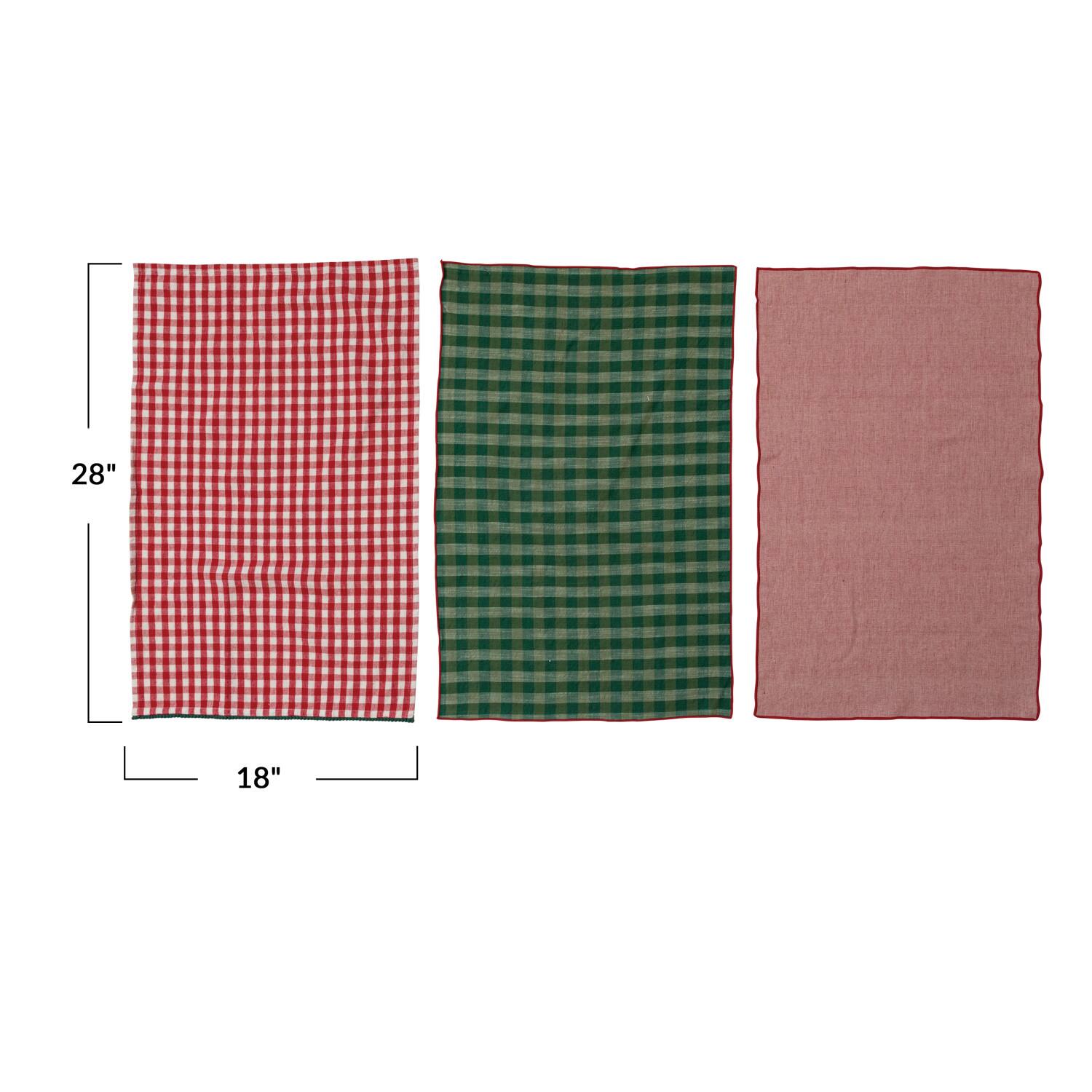 Hello Honey&#xAE; Red &#x26; Green Woven Cotton Tea Towel Set
