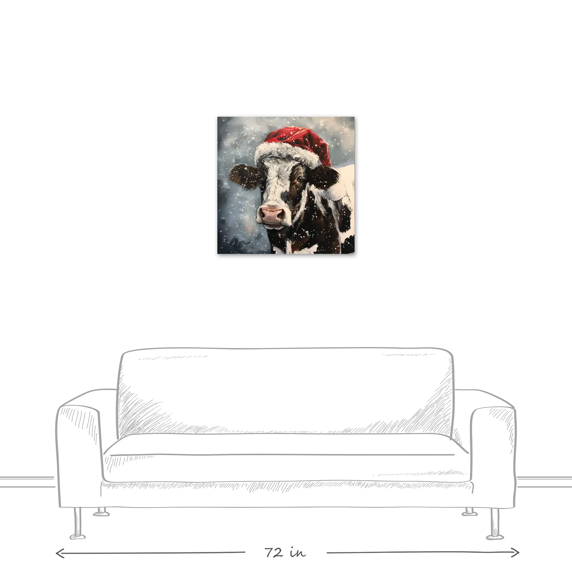 Painty Christmas Cow 24&#x22; x 24&#x22; Canvas Wall Art