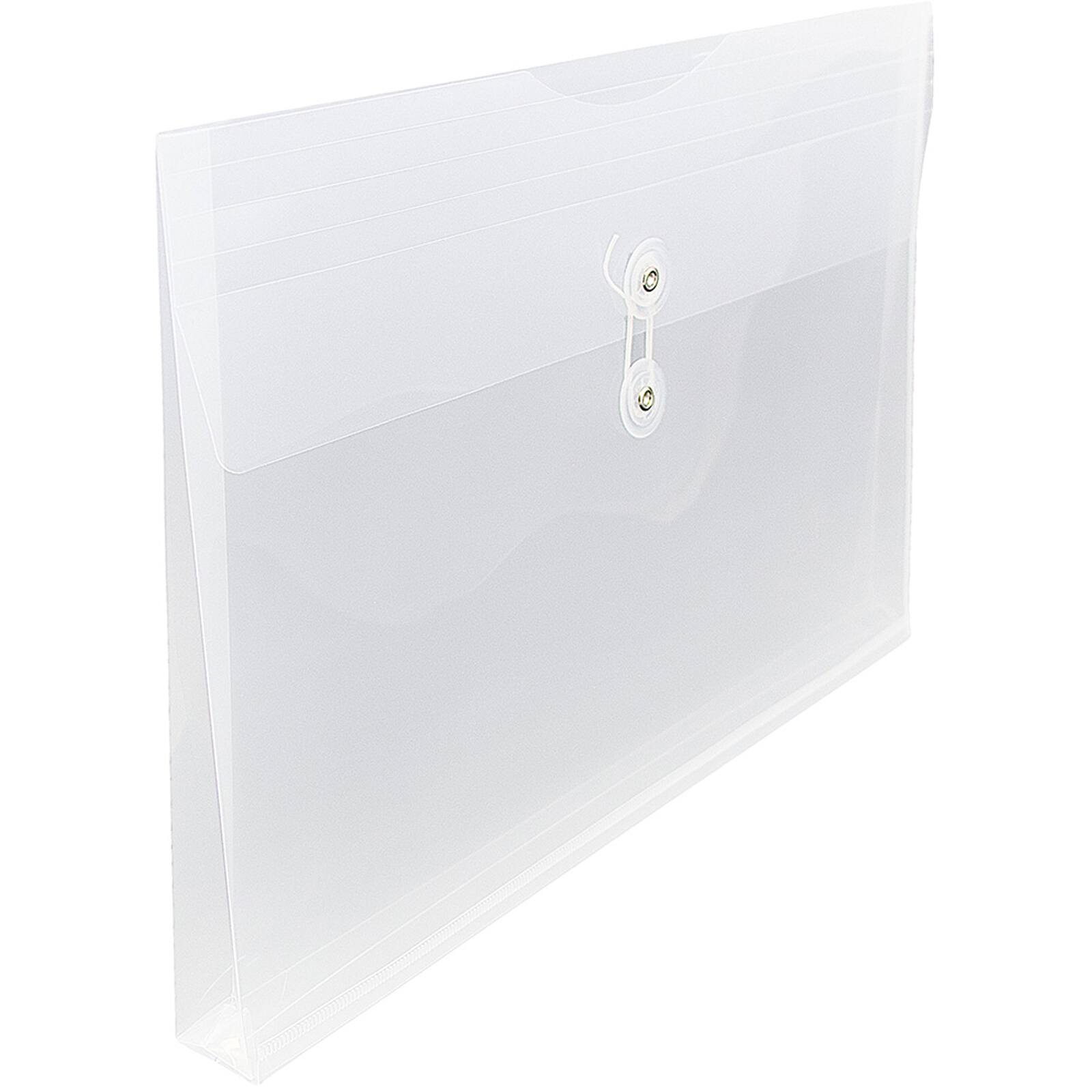 JAM Paper 9.75&#x22; x 14.5&#x22; Clear Plastic Button &#x26; String Closure Booklet Envelopes, 24ct.