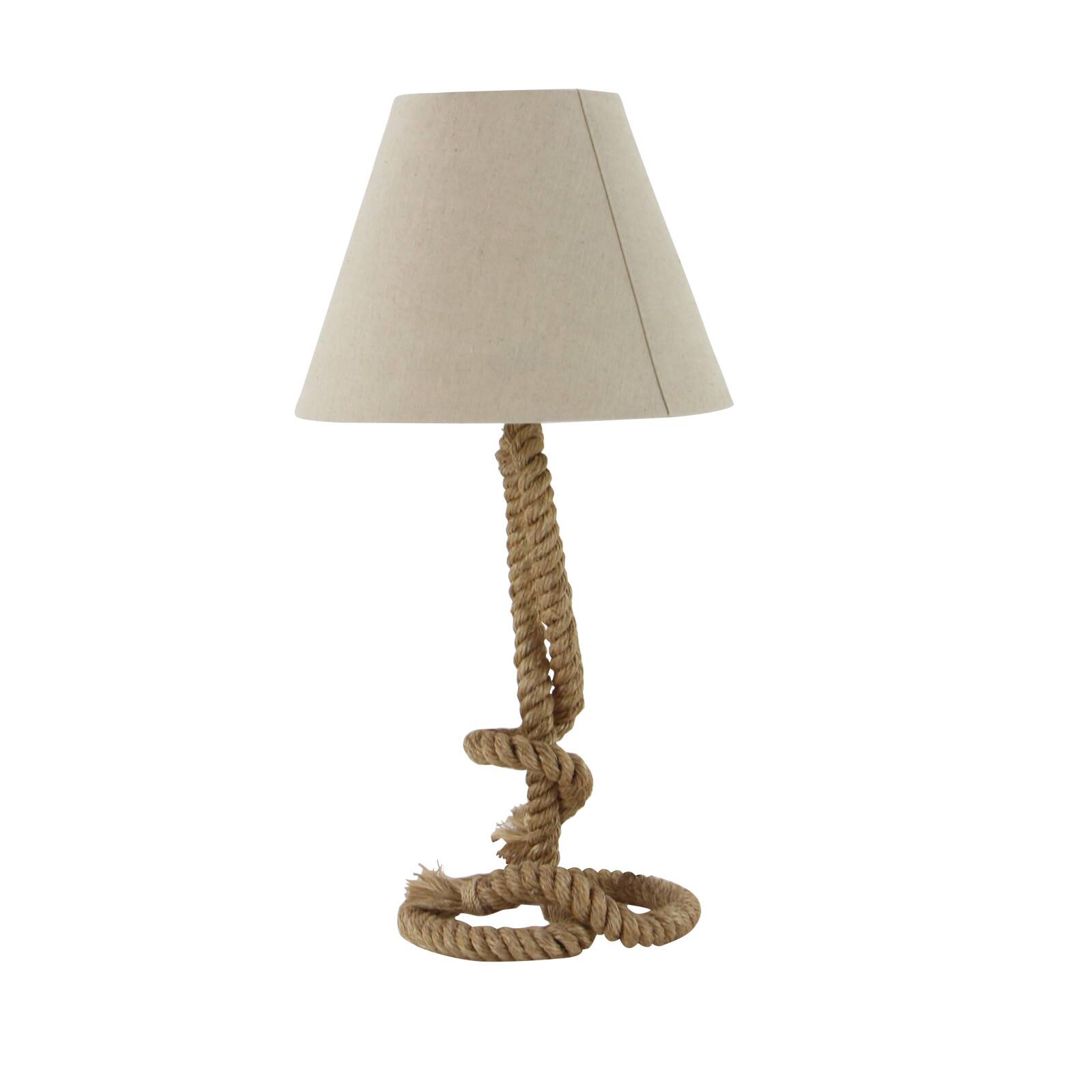 Brown Jute Rope and Iron Rustic Table Lamp, 29" x 15" x 15"