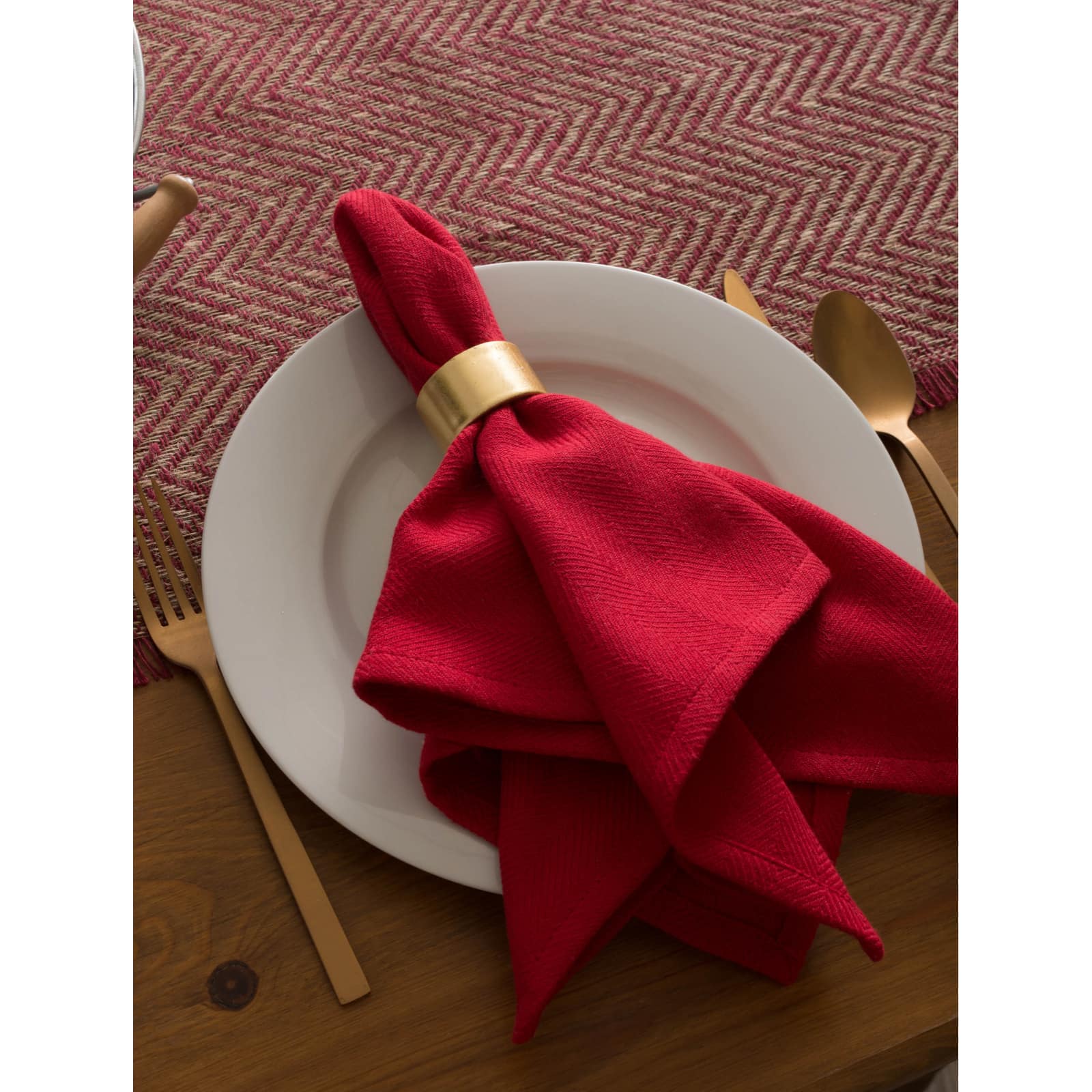 DII® 72" Barn Red Chevron Burlap Table Runner