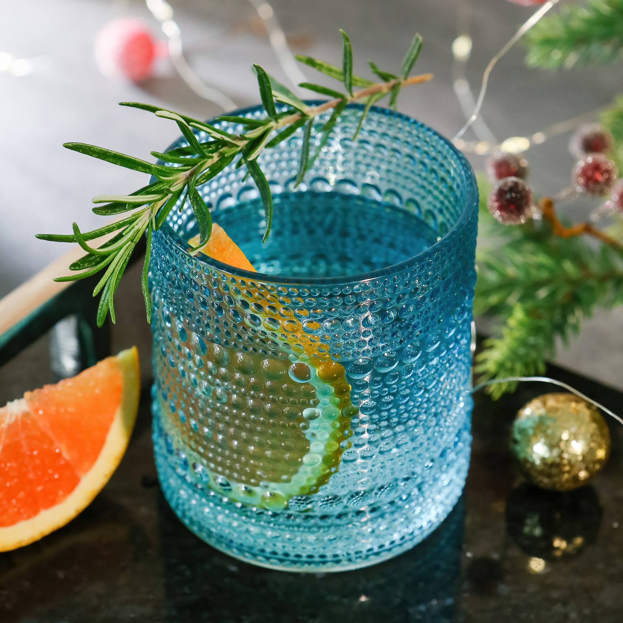 Kate Aspen&#xAE; 10oz. Textured Beaded Aqua Glasses, 6ct.