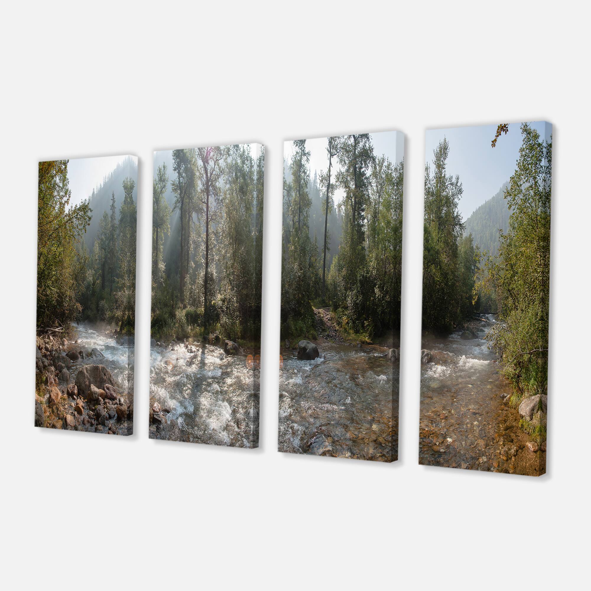 Designart - Mountain River Panorama - Landscape Canvas Art Print