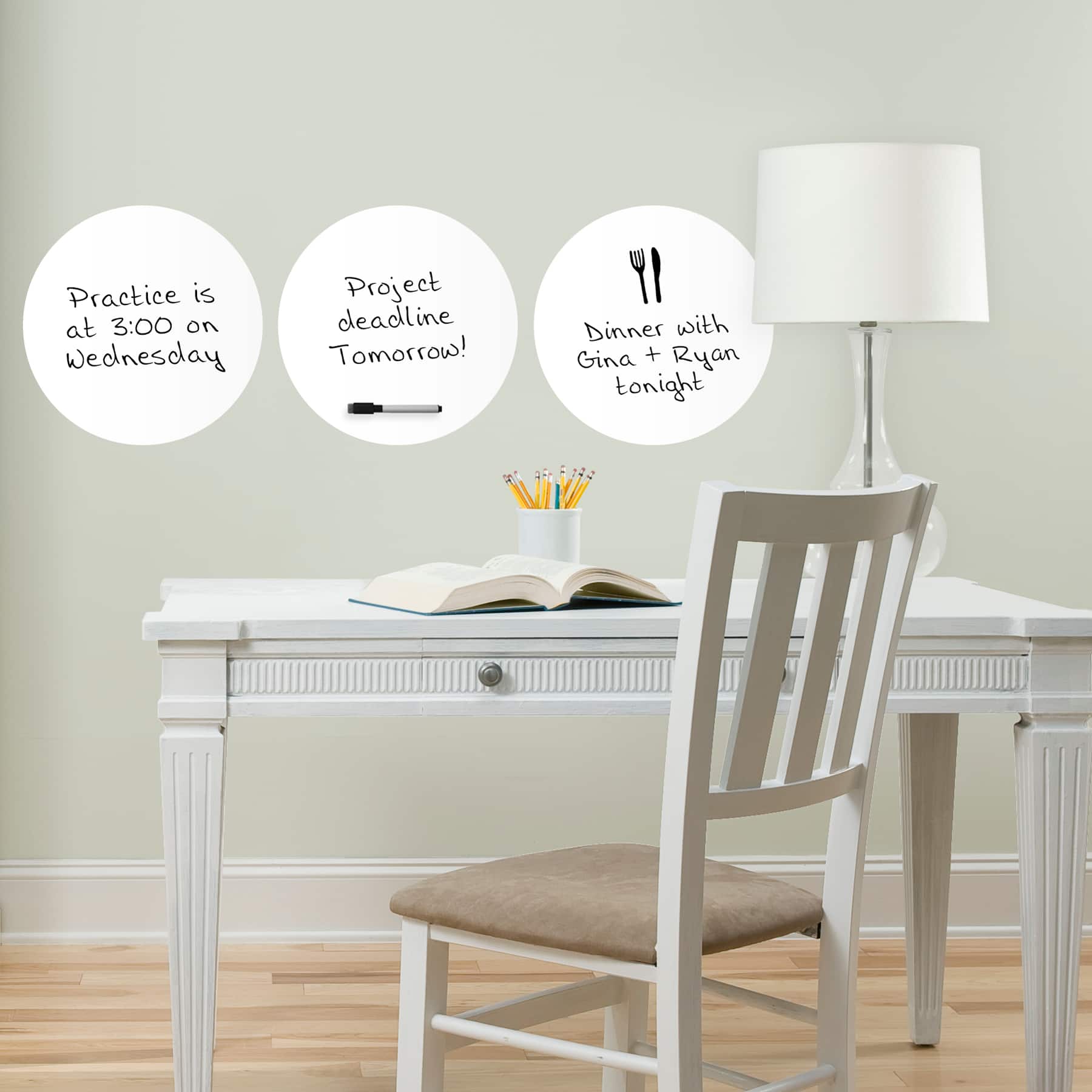 Wallpops Ghost White Dry Erase Dot Decals, 6ct.