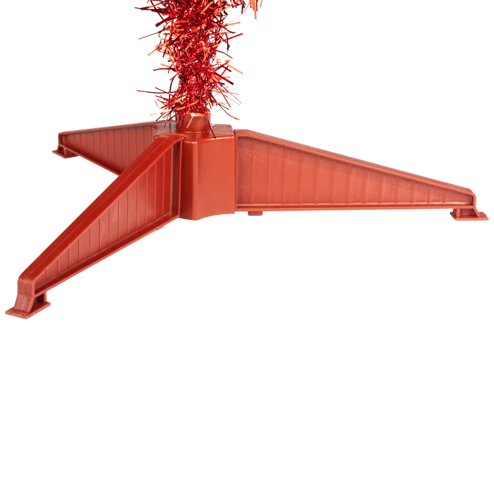 4ft. Pre-Lit Red Artificial Tinsel Christmas Tree, Clear Lights