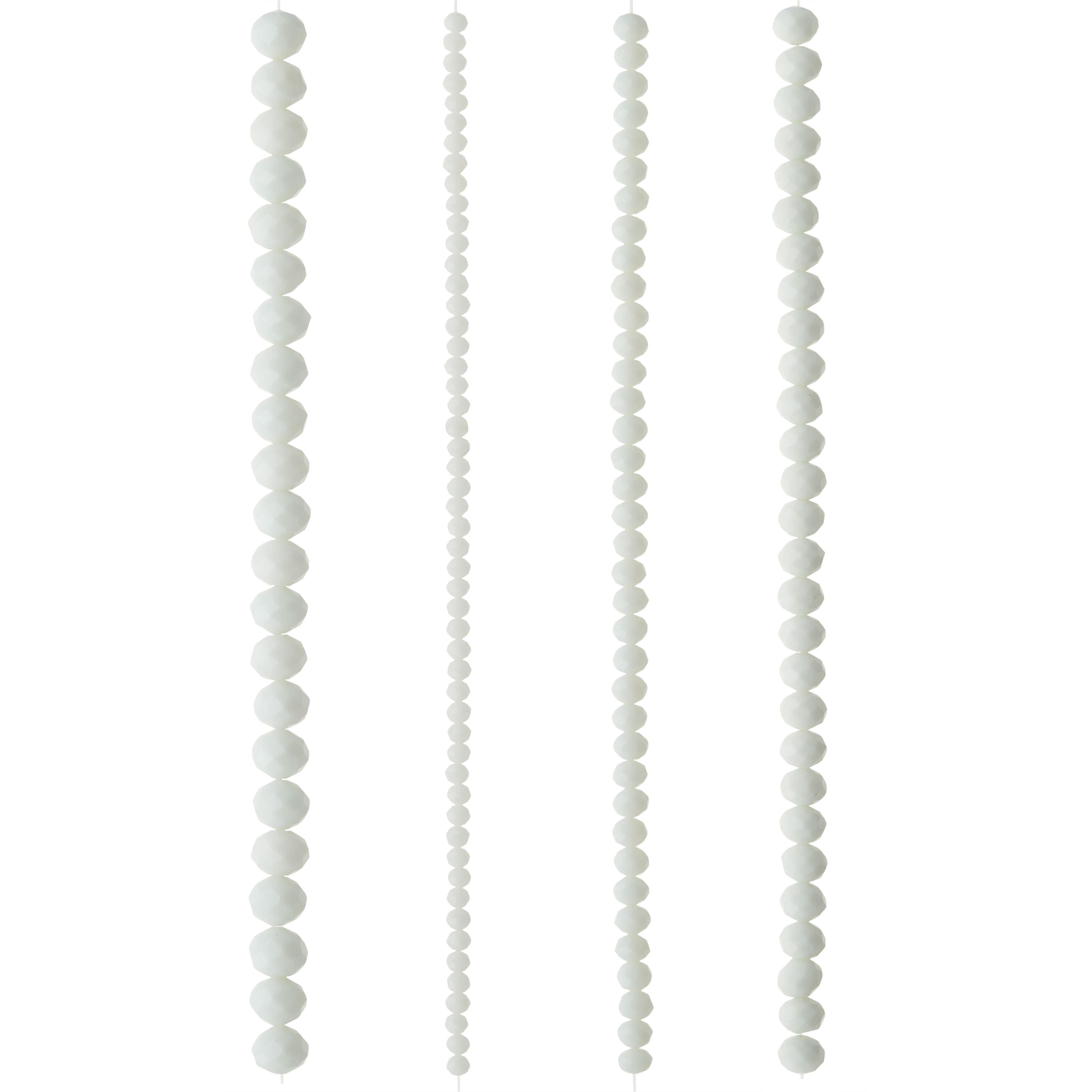 White Faceted Glass Rondelle Beads by Bead Landing&#x2122;
