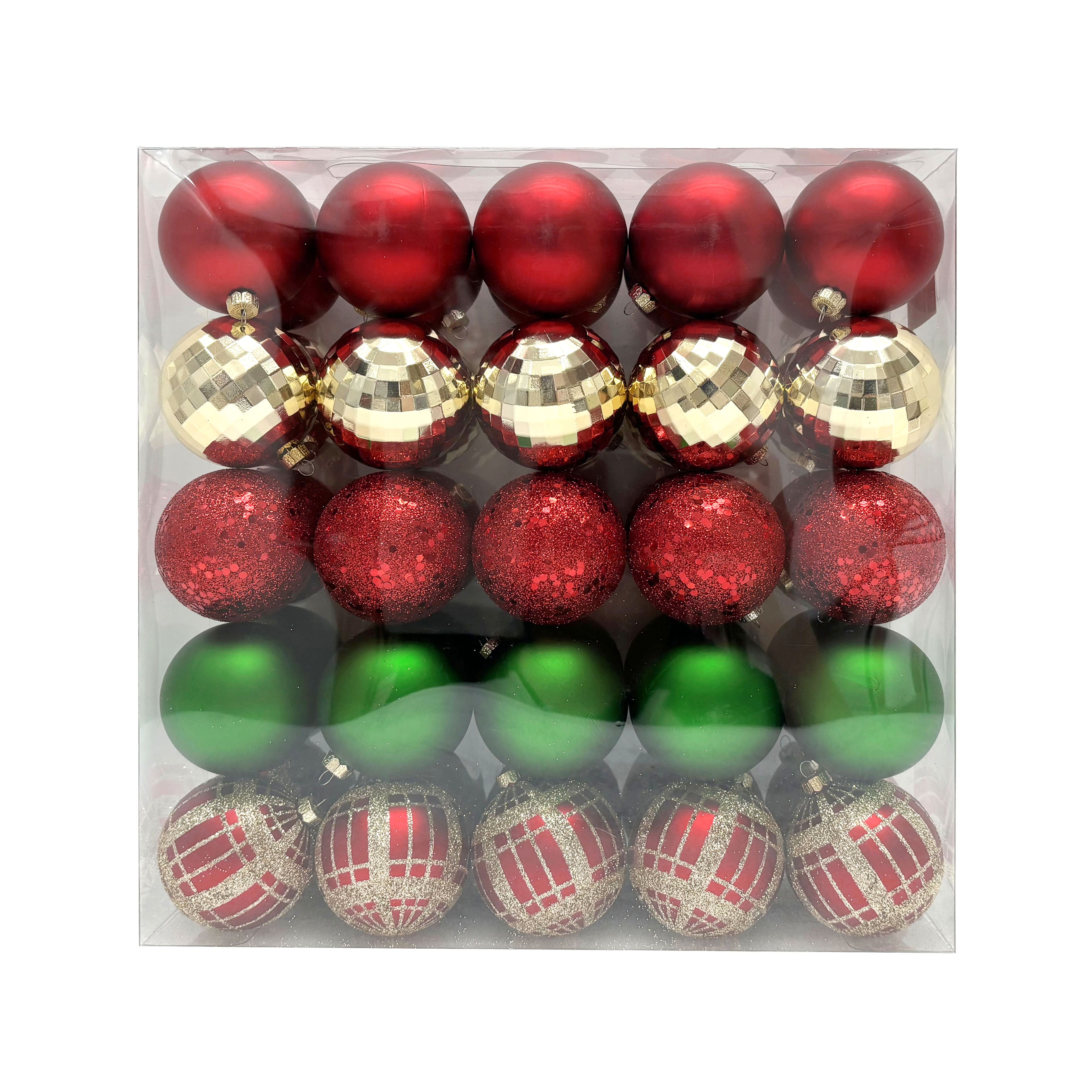 Assorted 50 Pack 2.25&#x22; Red, Gold &#x26; Green Shatterproof Ball Ornament Mix by Ashland&#xAE;