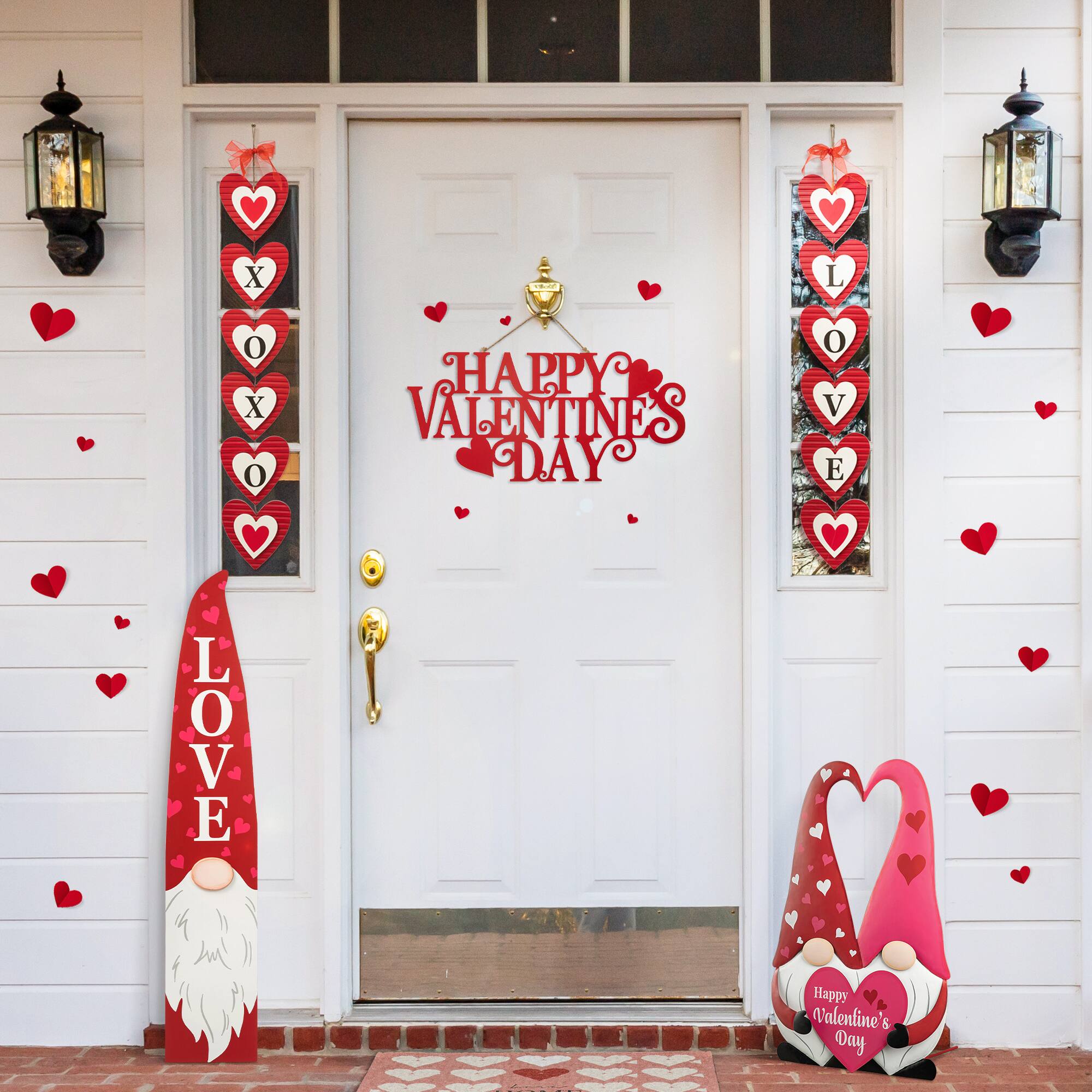 Glitzhome® 30" Set of 2 Valentine's Wooden Heart Door Hanger