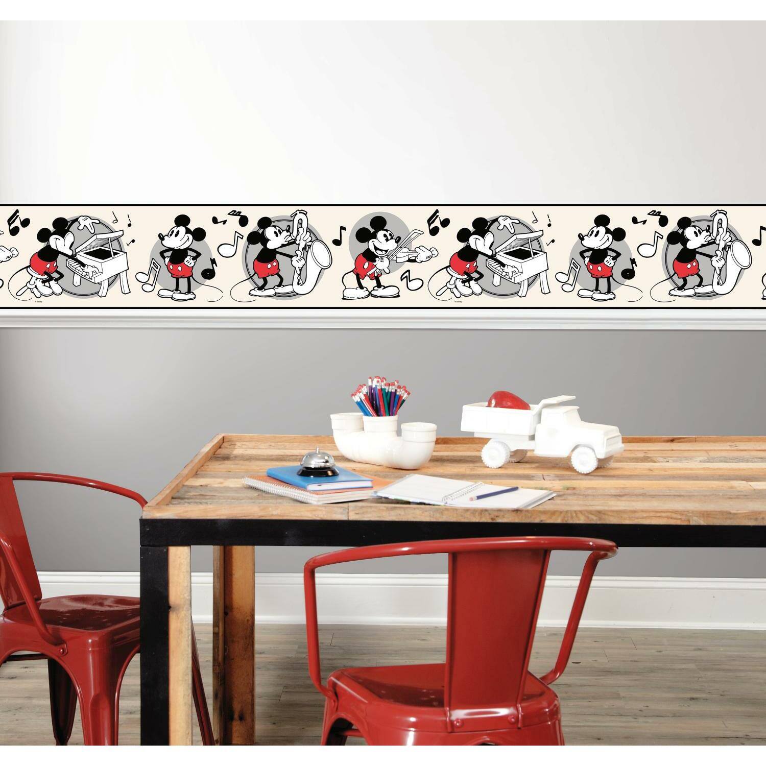 RoomMates Vintage Disney&#xAE; Mickey Mouse Peel &#x26; Stick Border