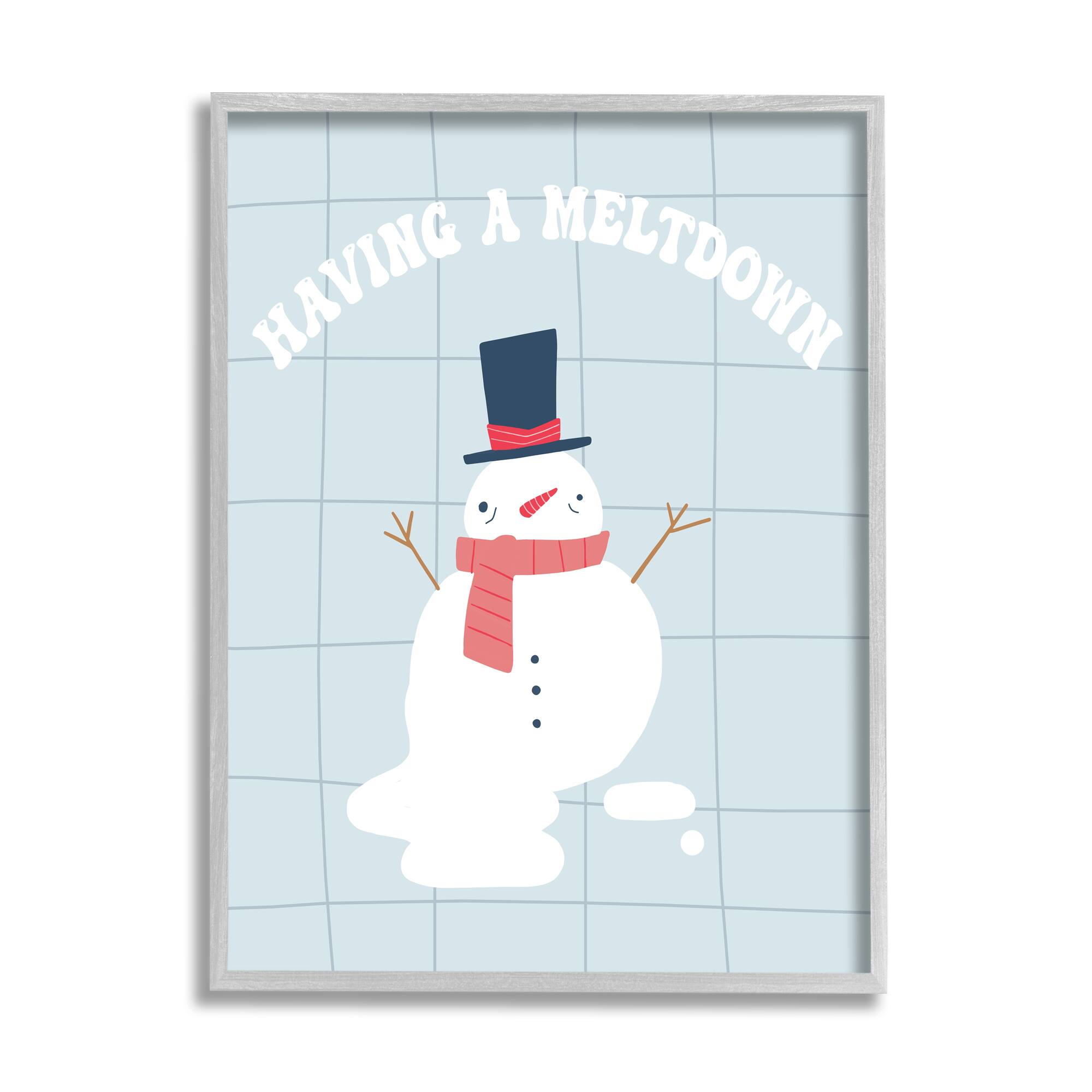 Stupell Industries Having A Meltdown Funny Snowman Framed Giclee Art