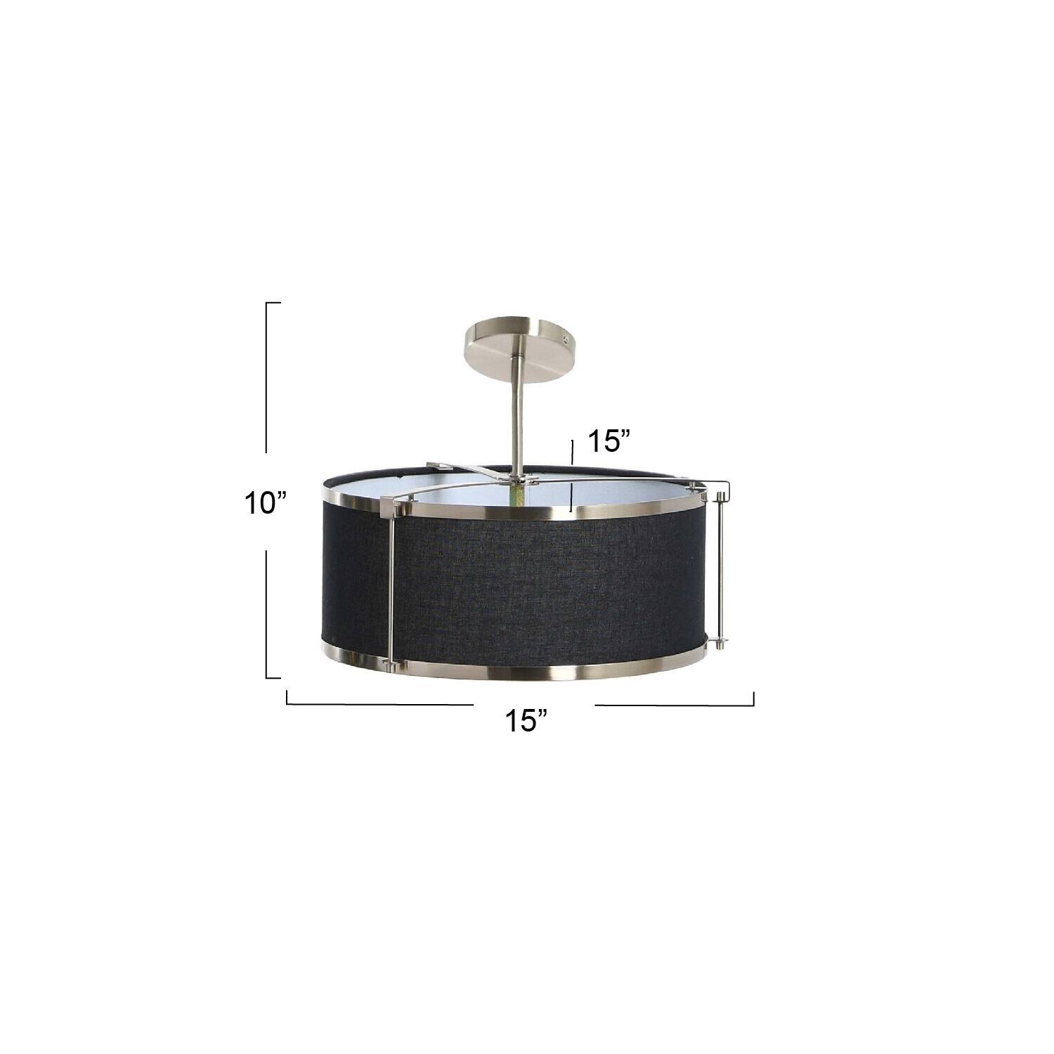 Hello Honey&#xAE; 10&#x22; Metal Semi-Flush Mount Ceiling Light with Captured Linen Shade