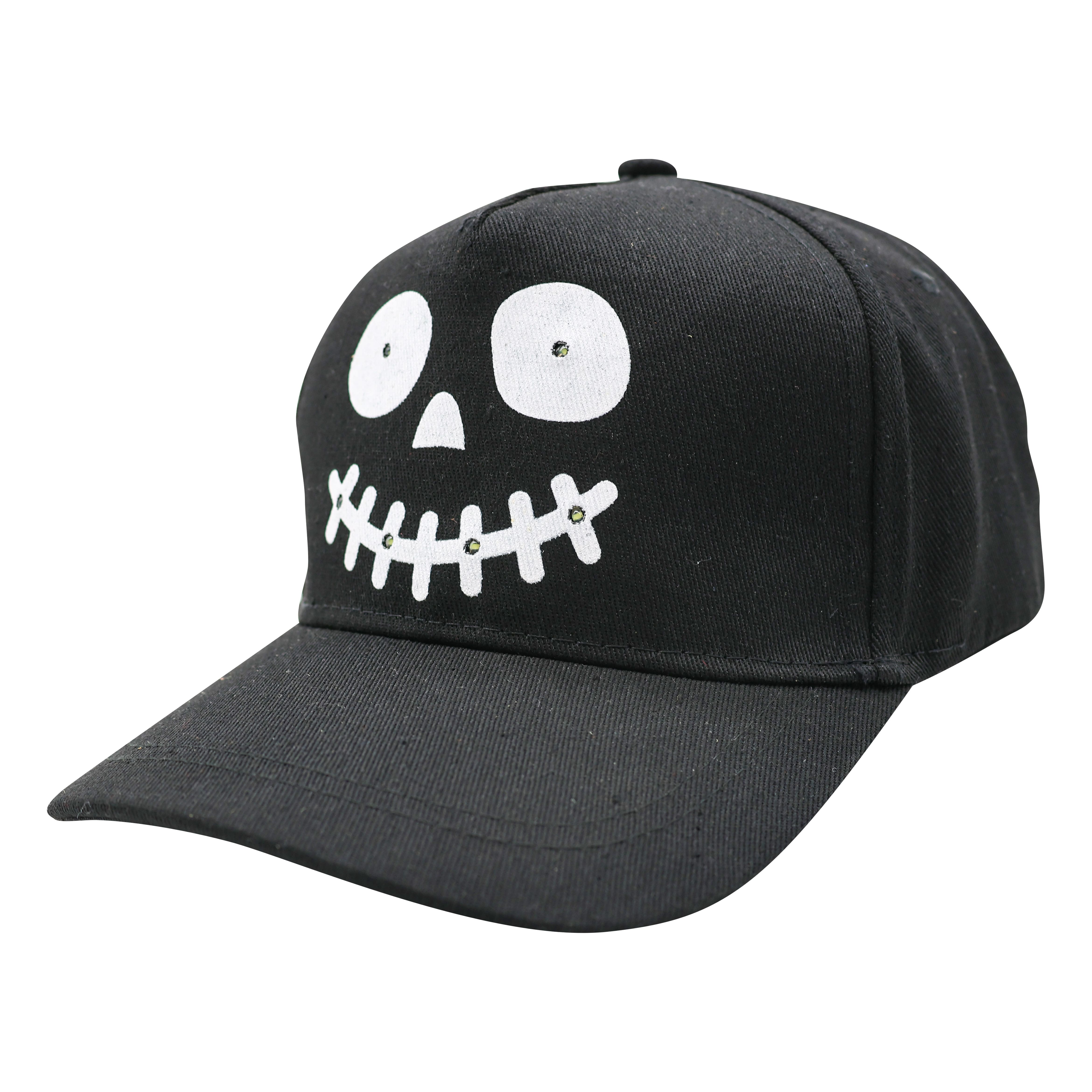 Black Light Up Spooky Face Baseball Cap by Celebrate It&#x2122;