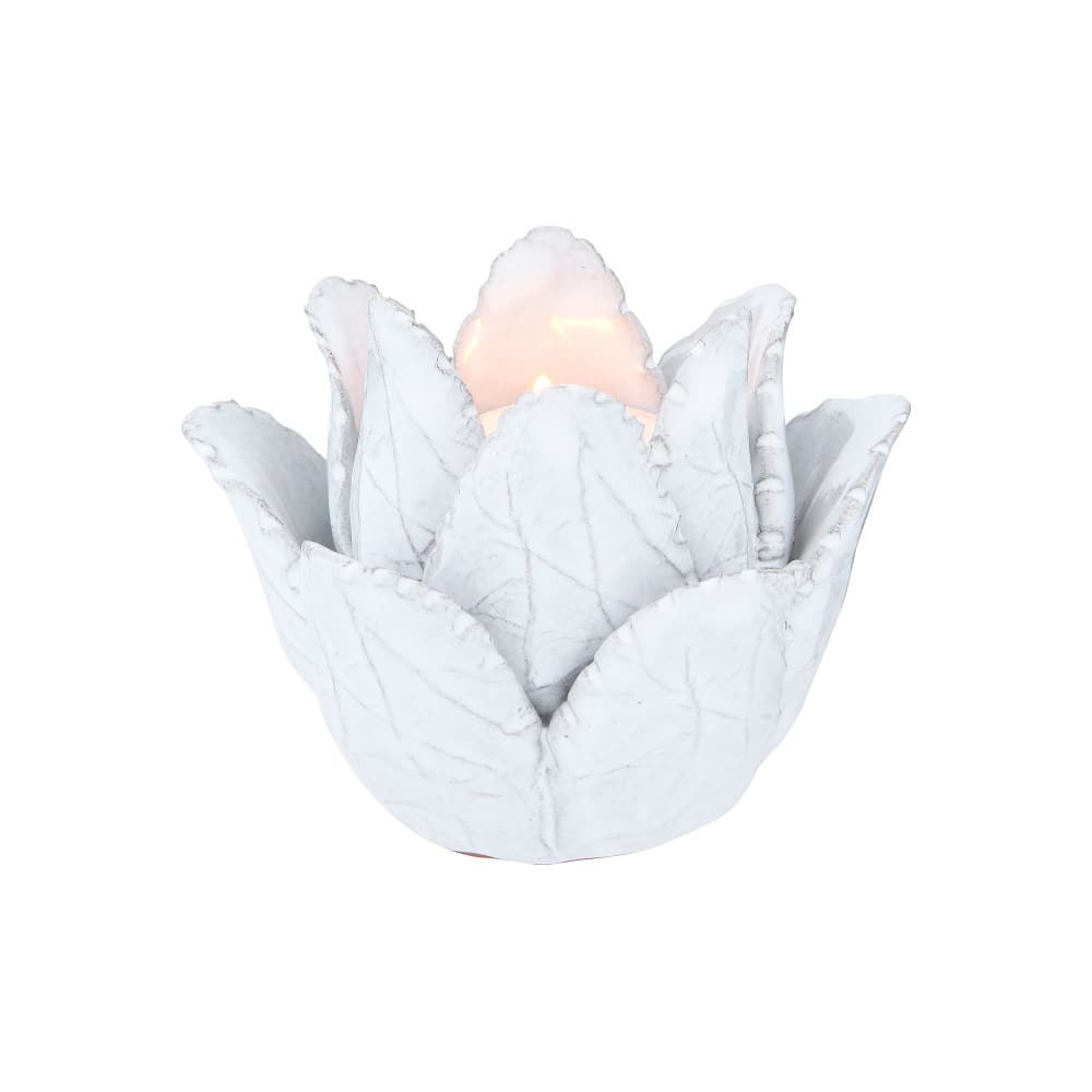White Flower-Shaped Terracotta Tealight Candleholder