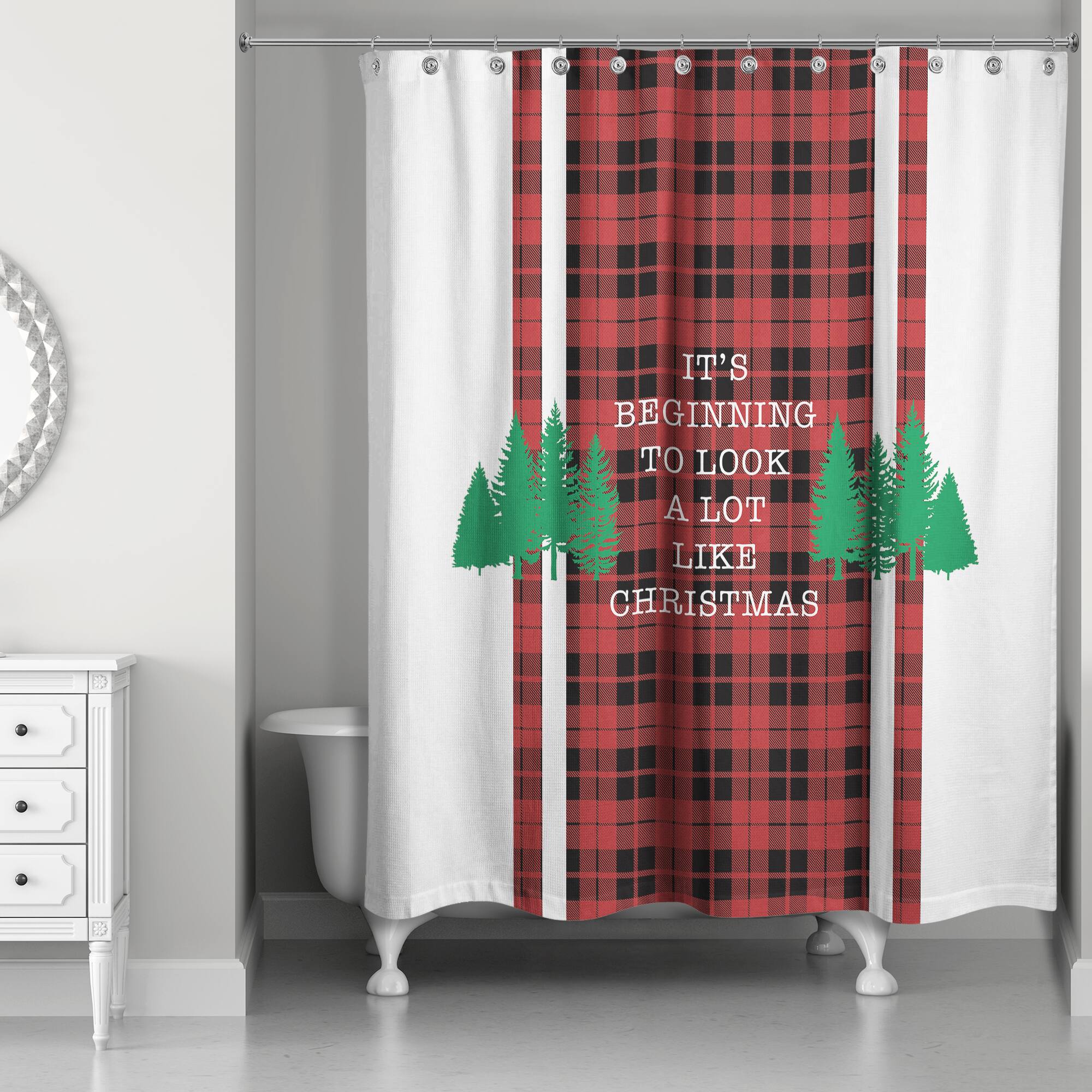 Designs Direct Beginning To Look Like Christmas 71&#x22; x 74&#x22; Shower Curtain