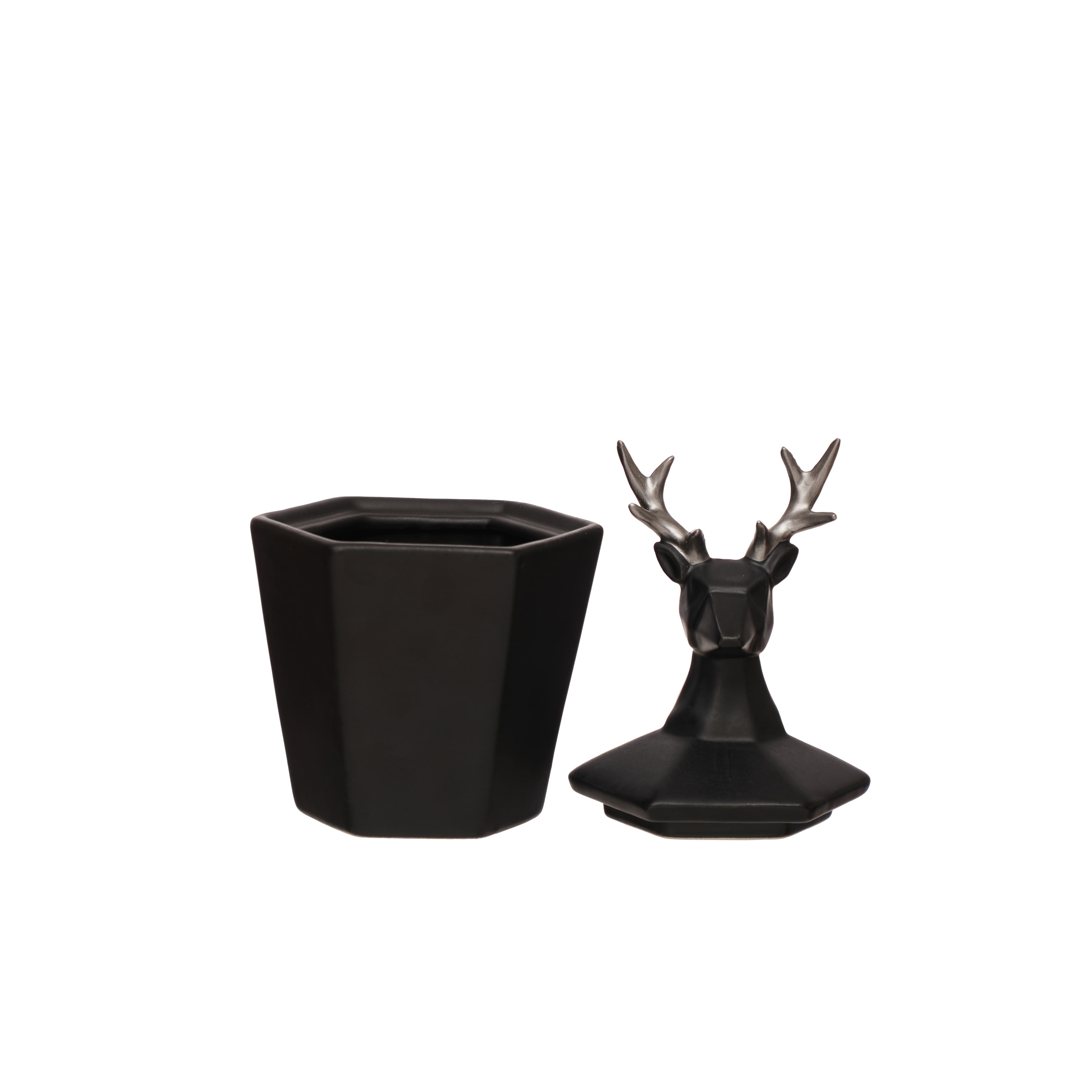 7.5&#x22; Black &#x26; Silver Reindeer Decorative Container by Ashland&#xAE;