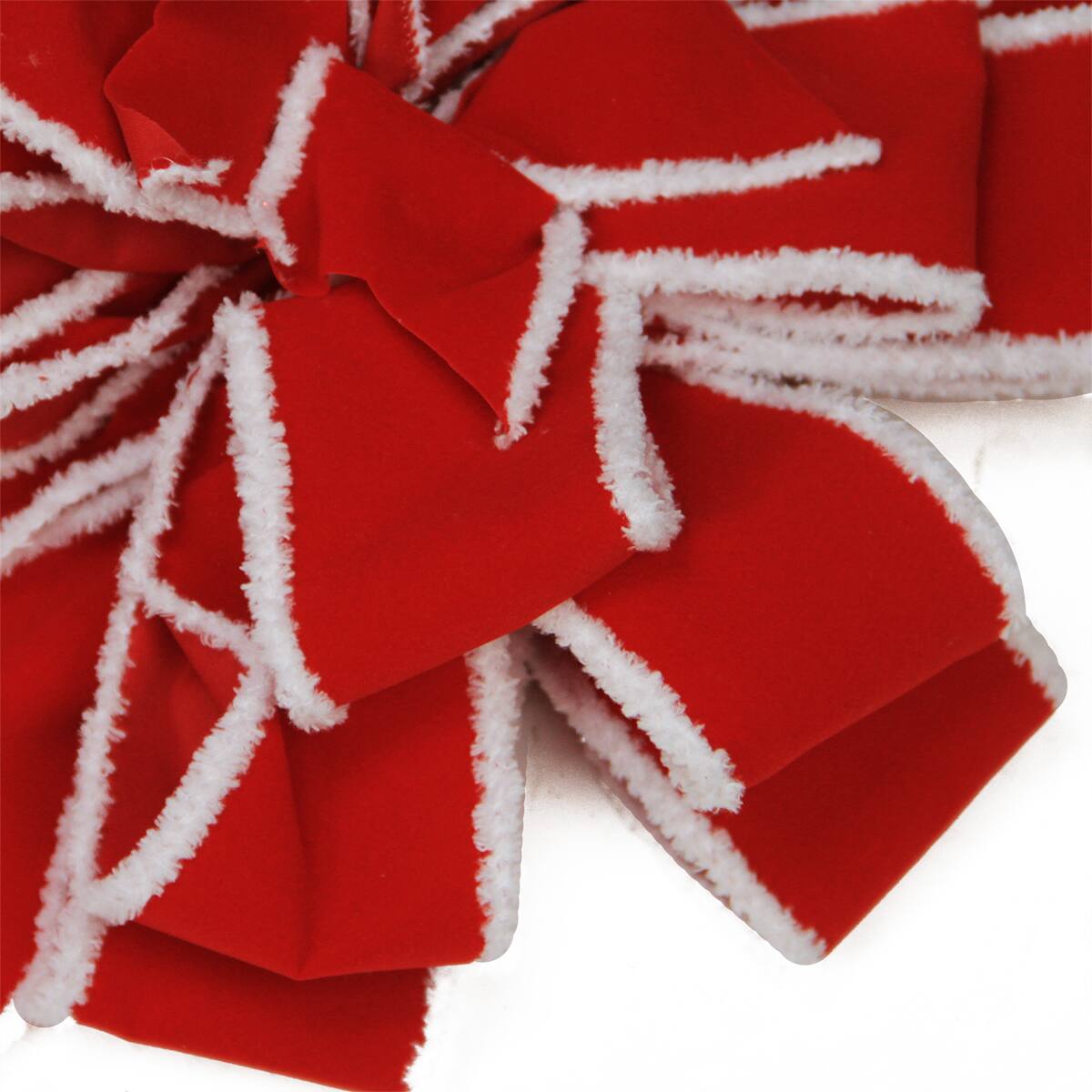 48" Red & White Fringe 16 Loop Commercial Christmas Bow