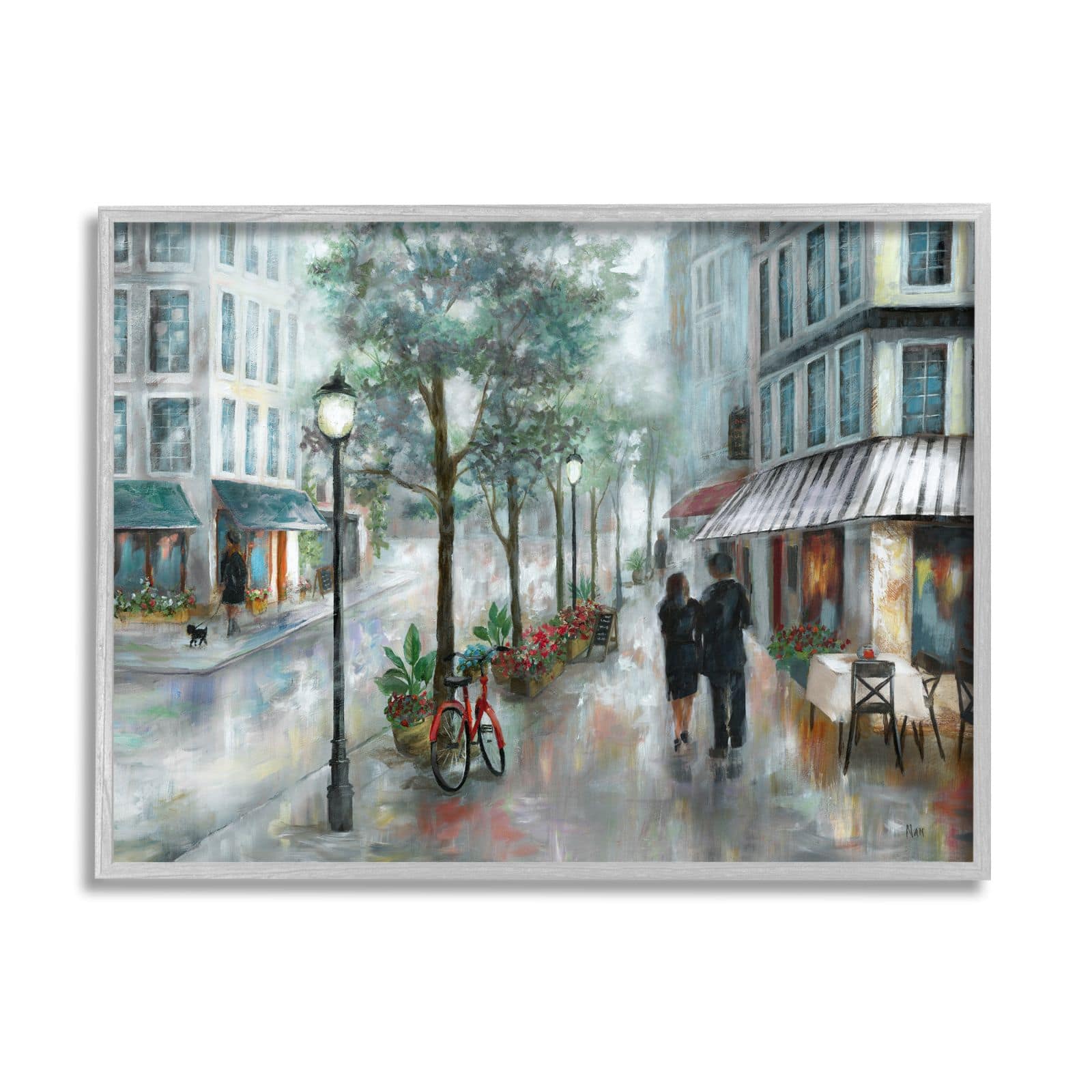 Stupell Industries Couple Walking Through Traditional Rainy City Architecture Framed Wall Art