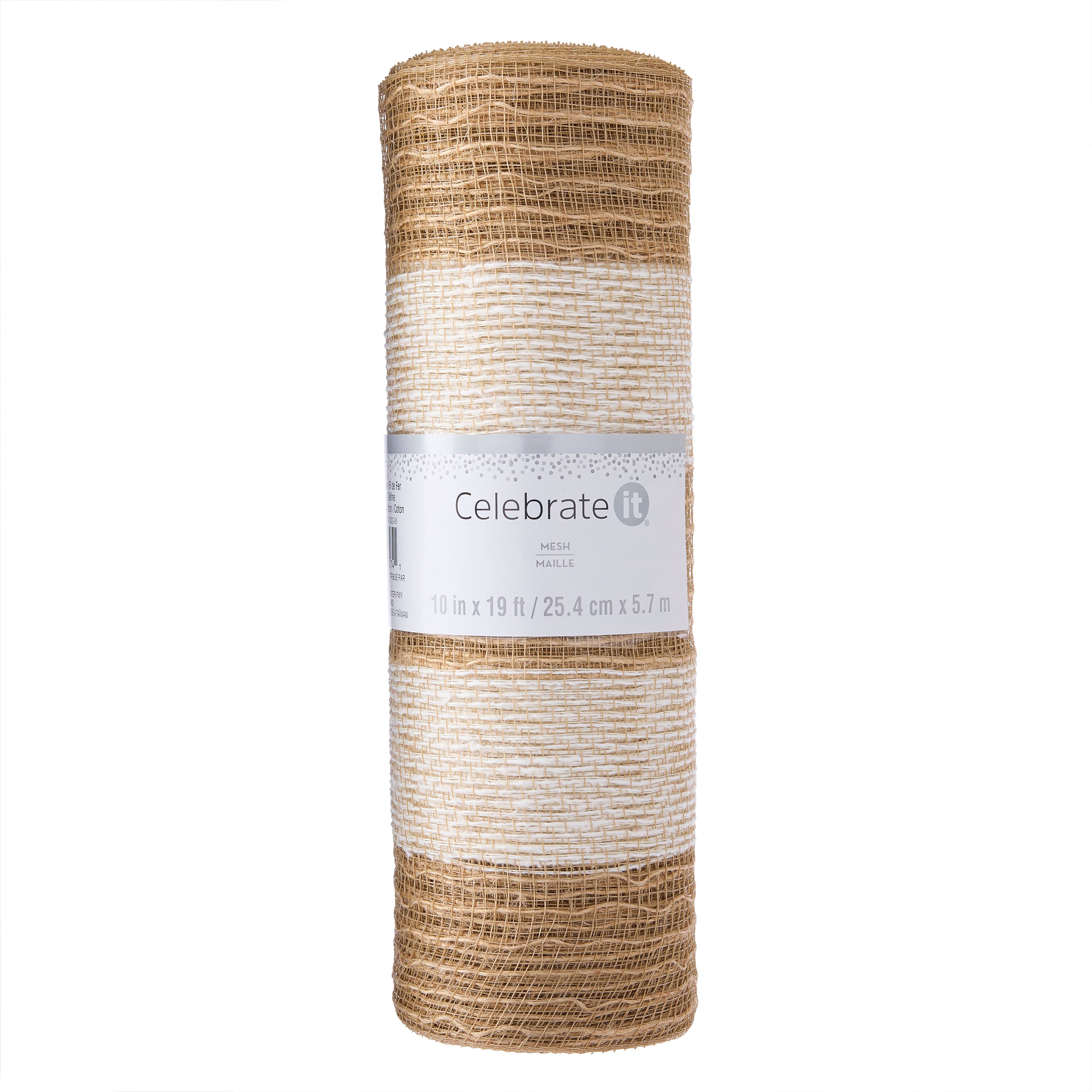10&#x22; x 19ft. White &#x26; Natural Striped Mesh by Celebrate It&#x2122;