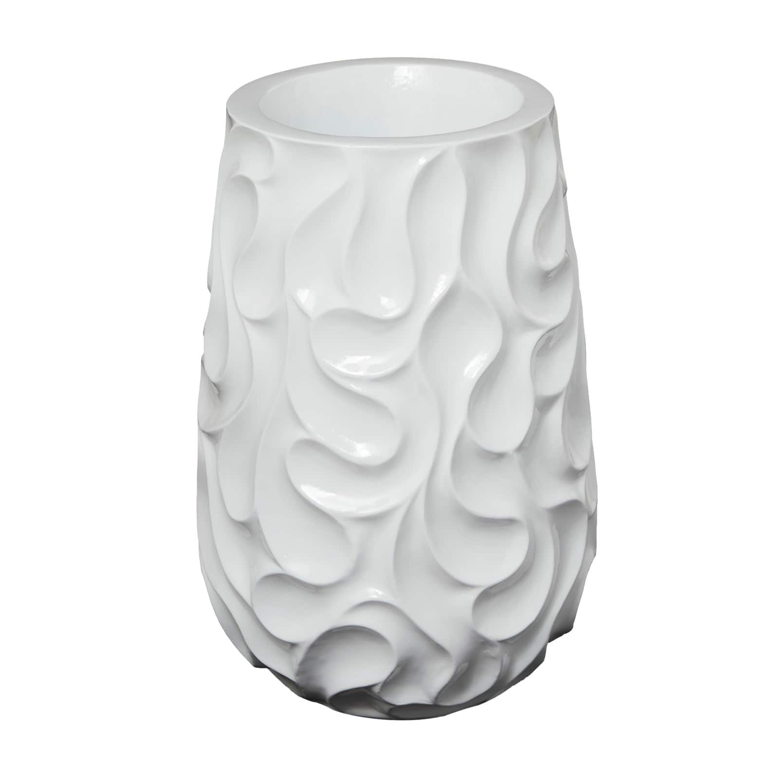 24&#x22; White Wave Textured Vase