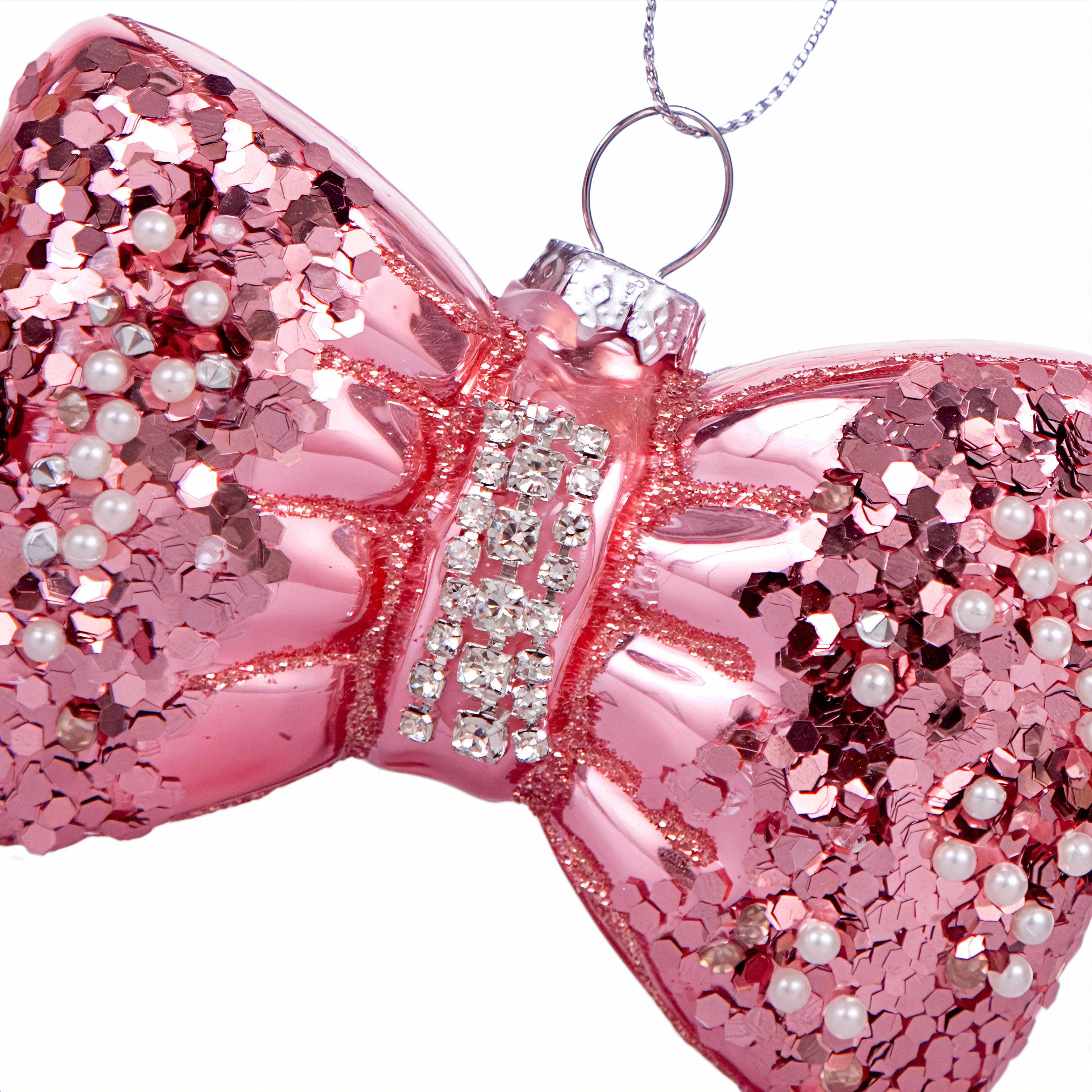 3.5&#x22; Pink Bow Glass Ornament by Ashland&#xAE;