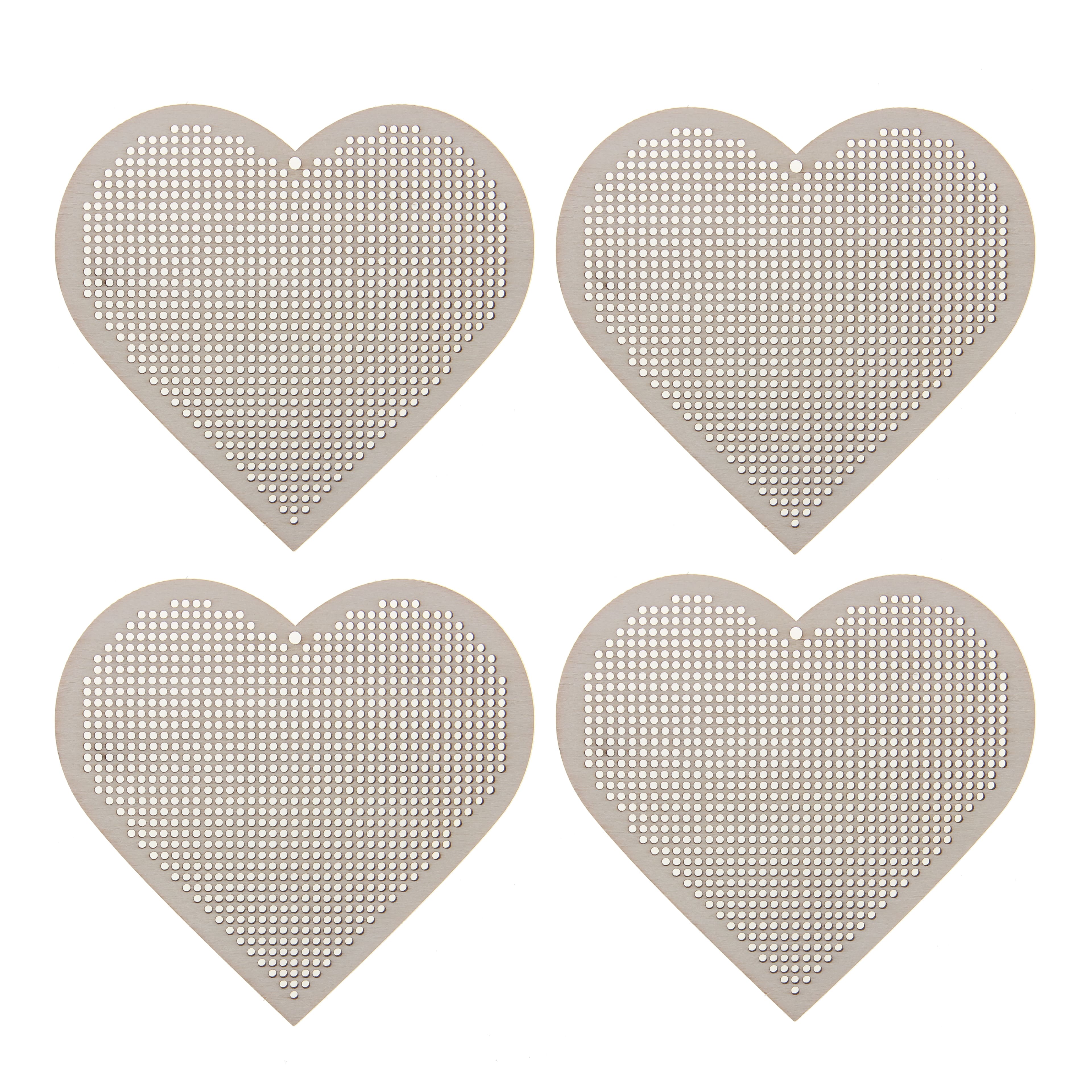 4" Heart Cross Stitch Wood Canvas, 4ct. by Loops & Threads®