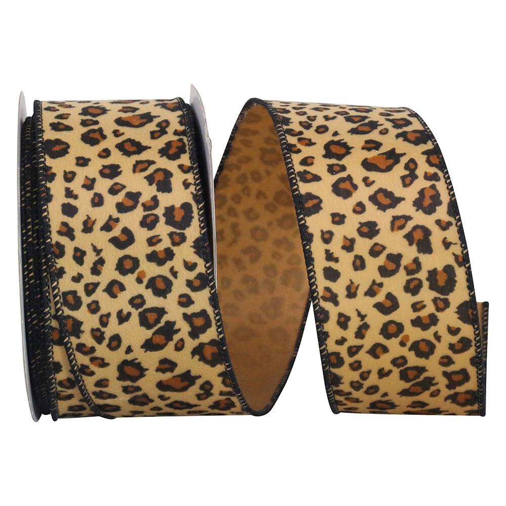 JAM Paper 2.5" x 10yd. Plush Furry Wired Jaguar Ribbon