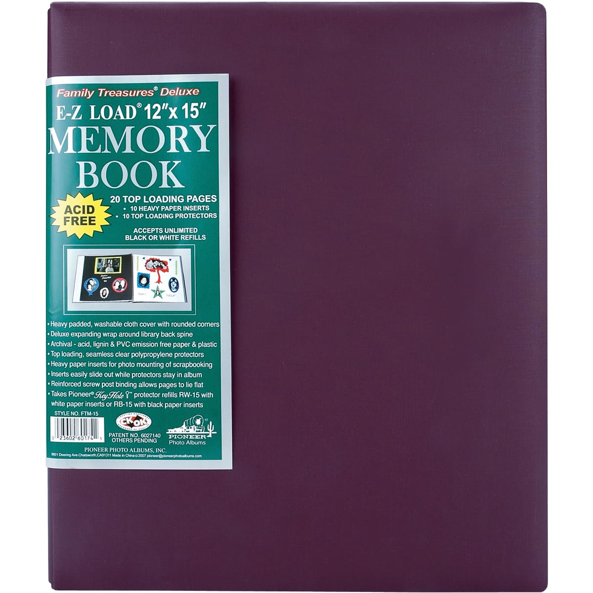 Pioneer® Family Treasures® Deluxe Fabric Post Bound Album, 12" x 15"
