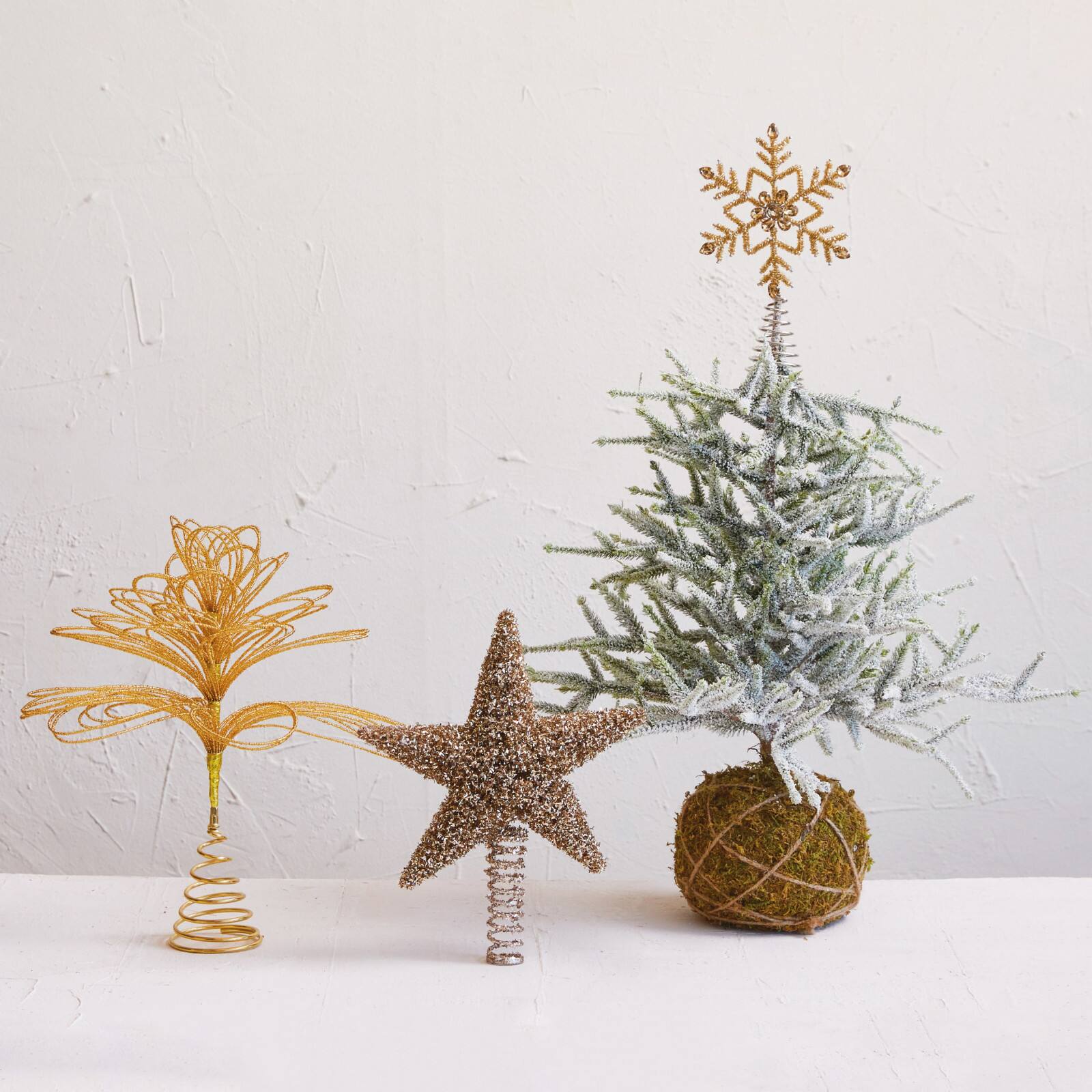 Hello Honey&#xAE; 9.5&#x22; Gold Finish Metal &#x26; Glass Beaded Snowflake Tree Topper