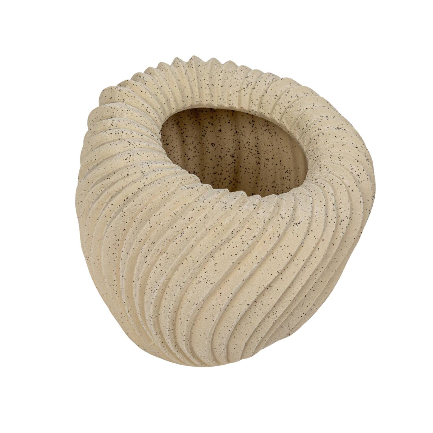 Hello Honey® 8.5" White Speckled Sand Finish Stoneware Pleated Planter