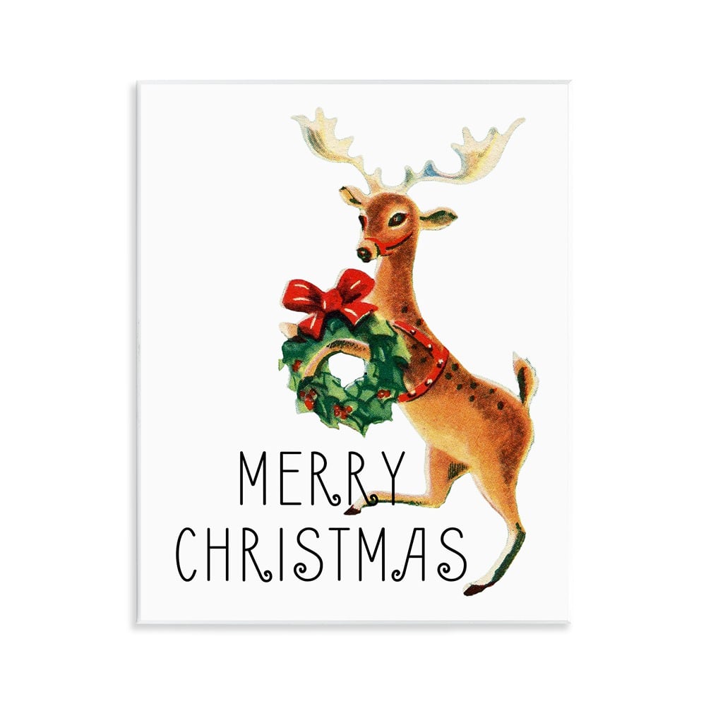 Stupell Industries 11" x 14" Merry Christmas Reindeer Wall Plaque