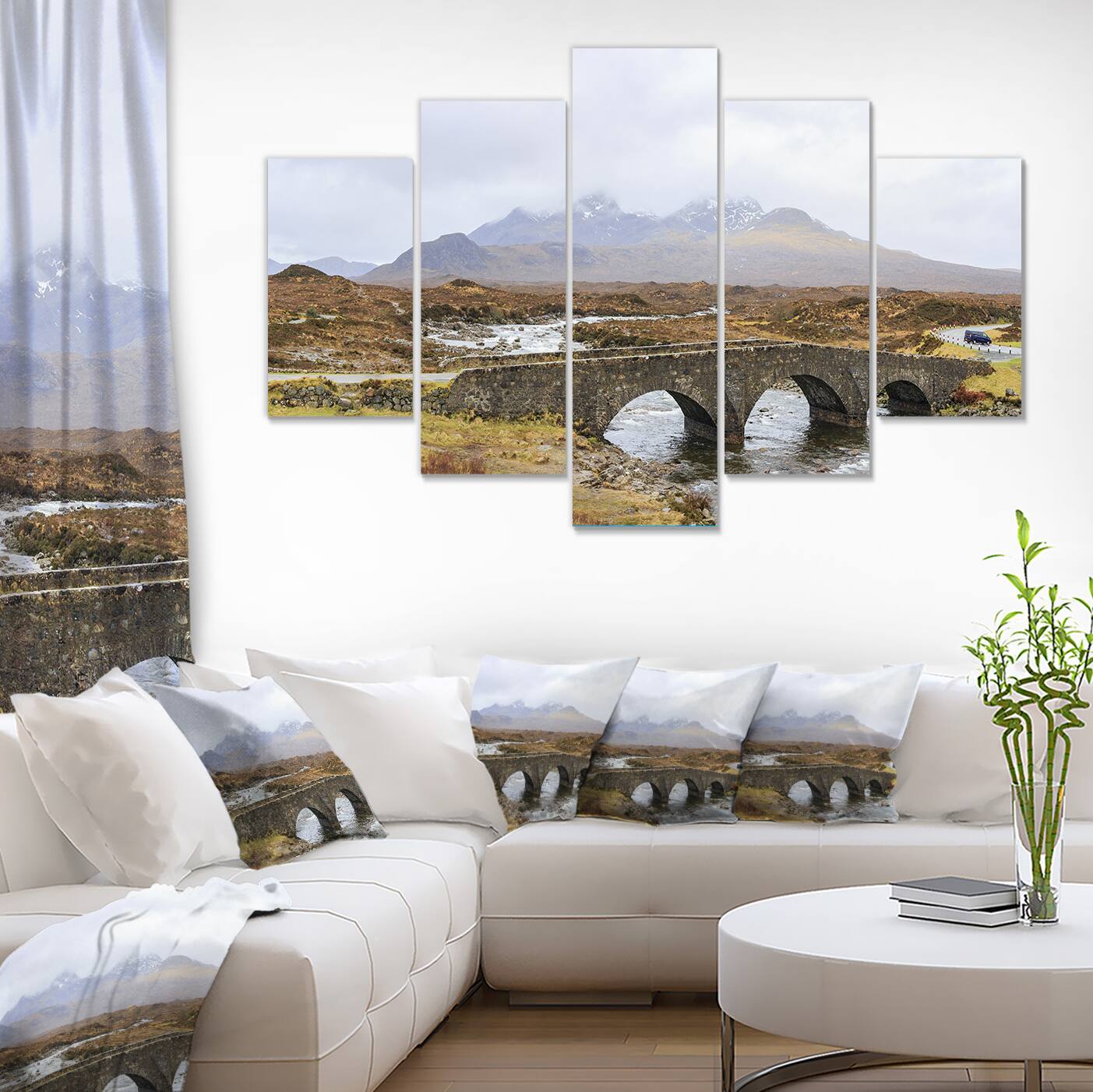 Designart - Sligachan Old Bridge Panorama - Landscape Artwork Canvas