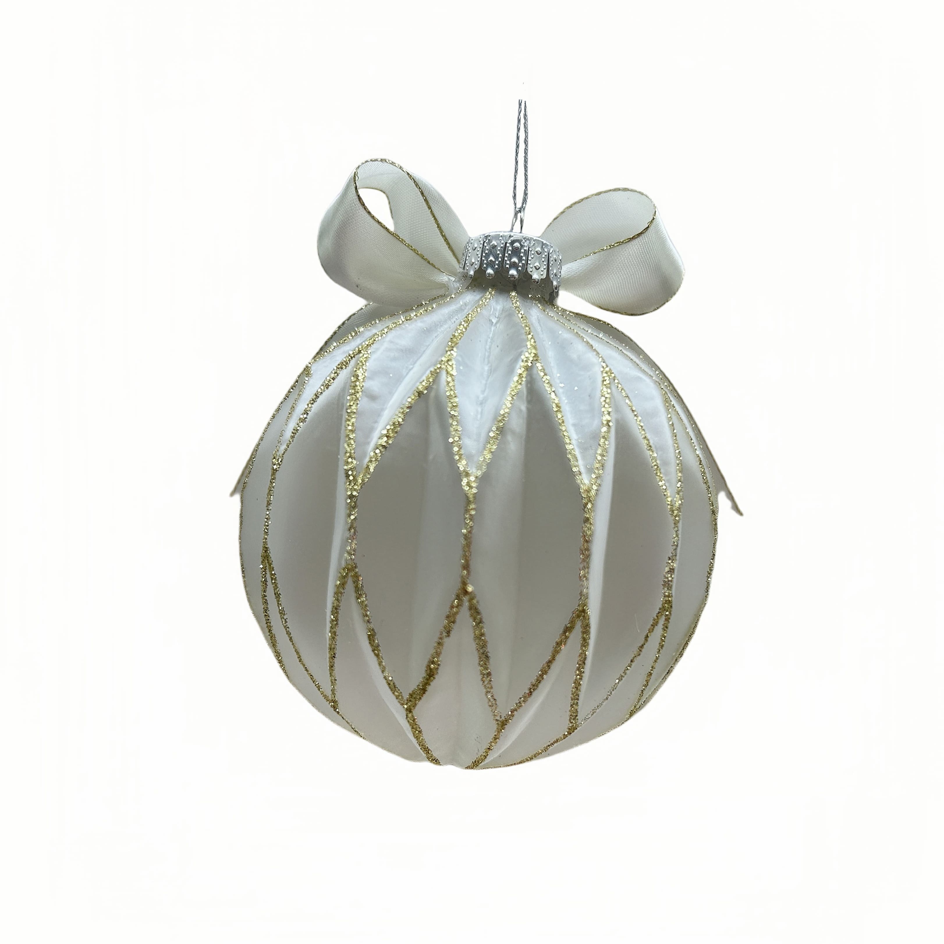 4.25&#x22; White Glass Ball Ornament with Bow by Ashland&#xAE;